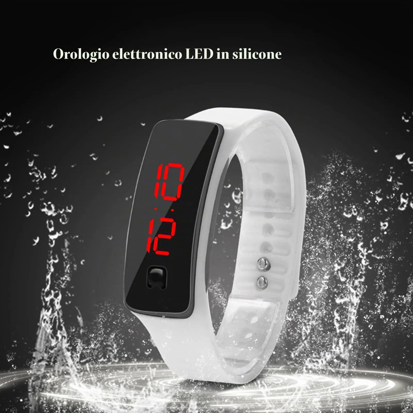 LED Orologio Digitale da Donna, Cinturino in Silicone Orologio Sportivo Digitale Quadrante 12 Ore Display Elettronico Orologio da Polso per Uomo Donna Ragazzi Studenti (Bianco) - immagine 3