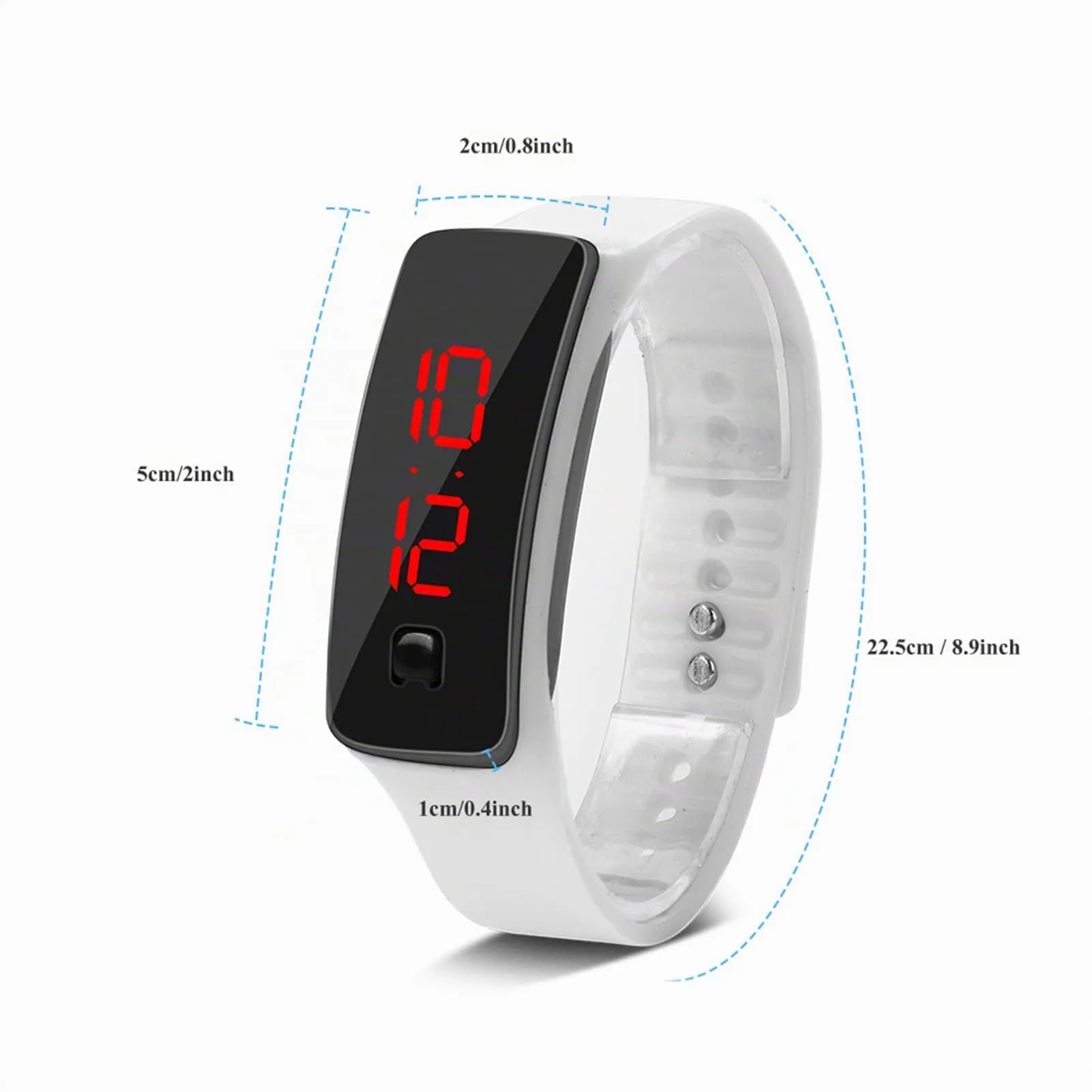 LED Orologio Digitale da Donna, Cinturino in Silicone Orologio Sportivo Digitale Quadrante 12 Ore Display Elettronico Orologio da Polso per Uomo Donna Ragazzi Studenti (Bianco) - immagine 5