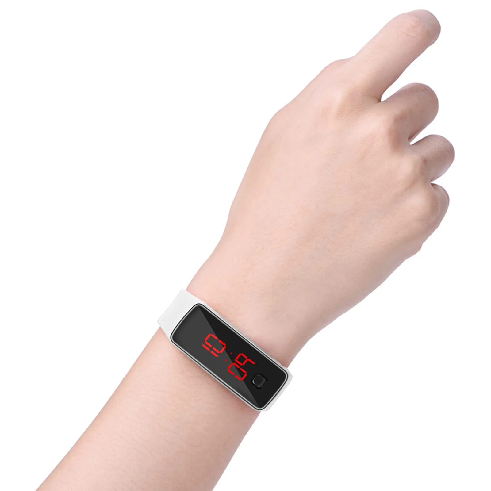 LED Orologio Digitale da Donna, Cinturino in Silicone Orologio Sportivo Digitale Quadrante 12 Ore Display Elettronico Orologio da Polso per Uomo Donna Ragazzi Studenti (Bianco) - immagine 8