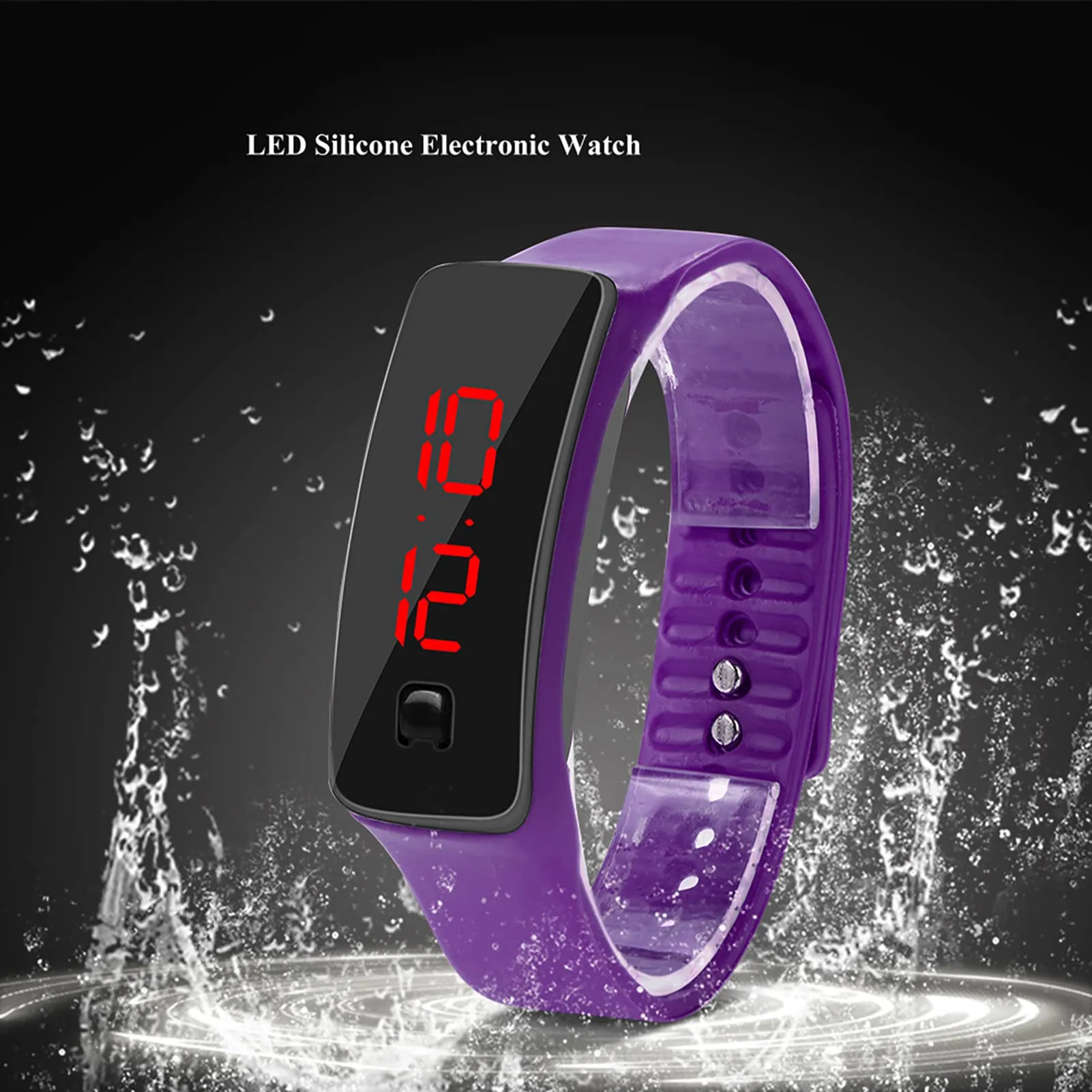 Naroote LED Orologio Digitale da Donna, Cinturino in Silicone Orologio Sportivo Digitale Quadrante 12 Ore Display Elettronico Orologio da Polso per Uomo Donna Ragazzi Studenti (Viola) - immagine 5