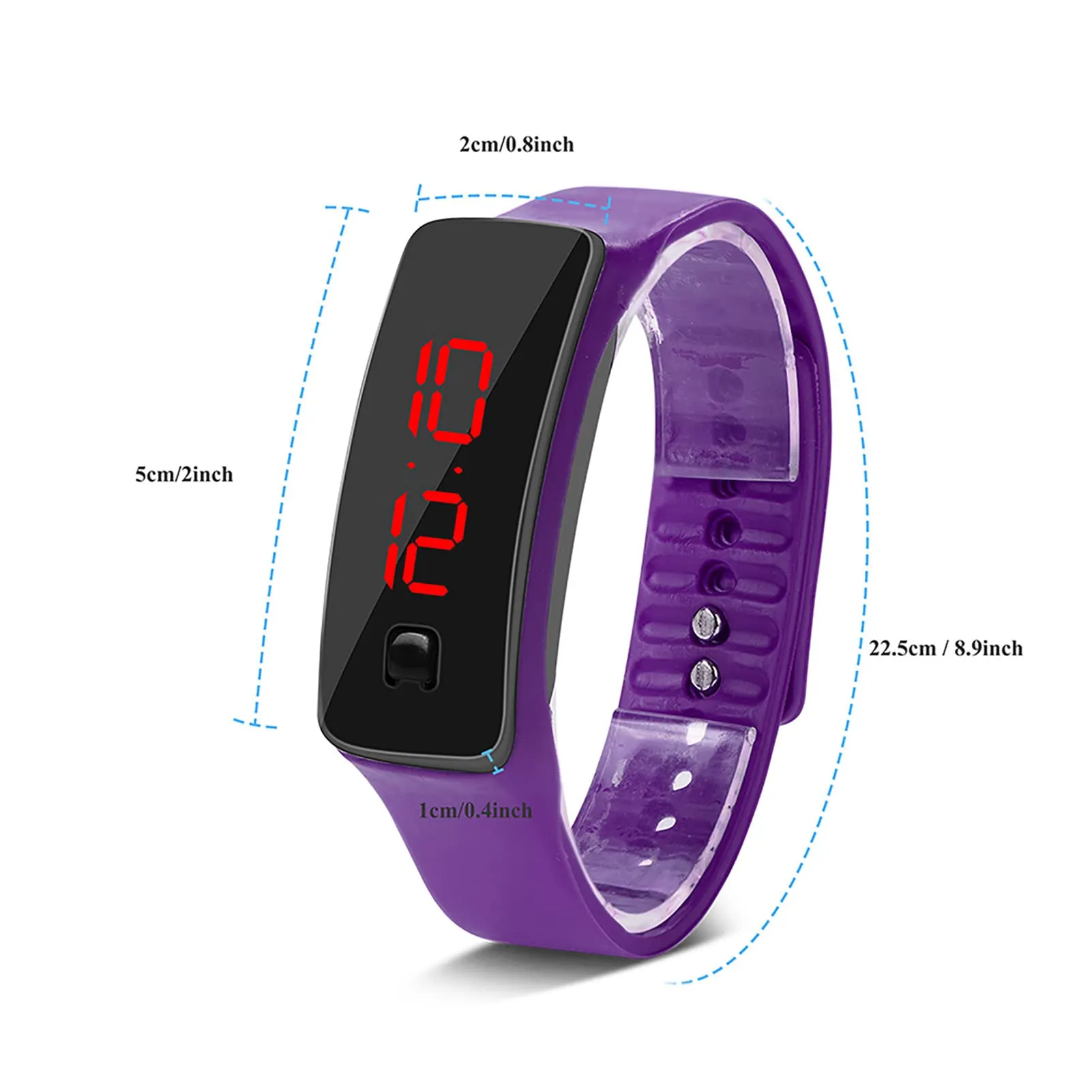 Naroote LED Orologio Digitale da Donna, Cinturino in Silicone Orologio Sportivo Digitale Quadrante 12 Ore Display Elettronico Orologio da Polso per Uomo Donna Ragazzi Studenti (Viola) - immagine 7