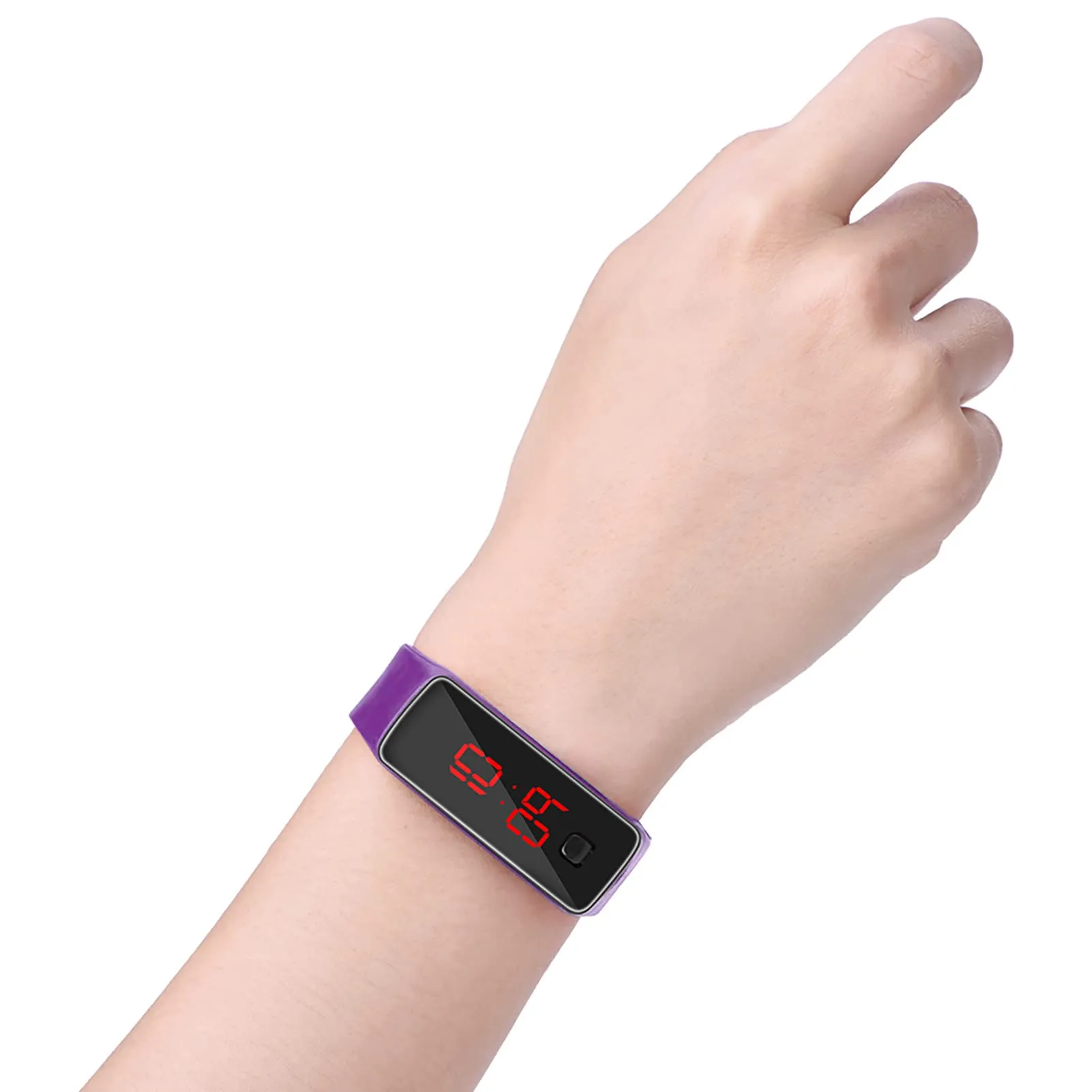 Naroote LED Orologio Digitale da Donna, Cinturino in Silicone Orologio Sportivo Digitale Quadrante 12 Ore Display Elettronico Orologio da Polso per Uomo Donna Ragazzi Studenti (Viola) - immagine 9