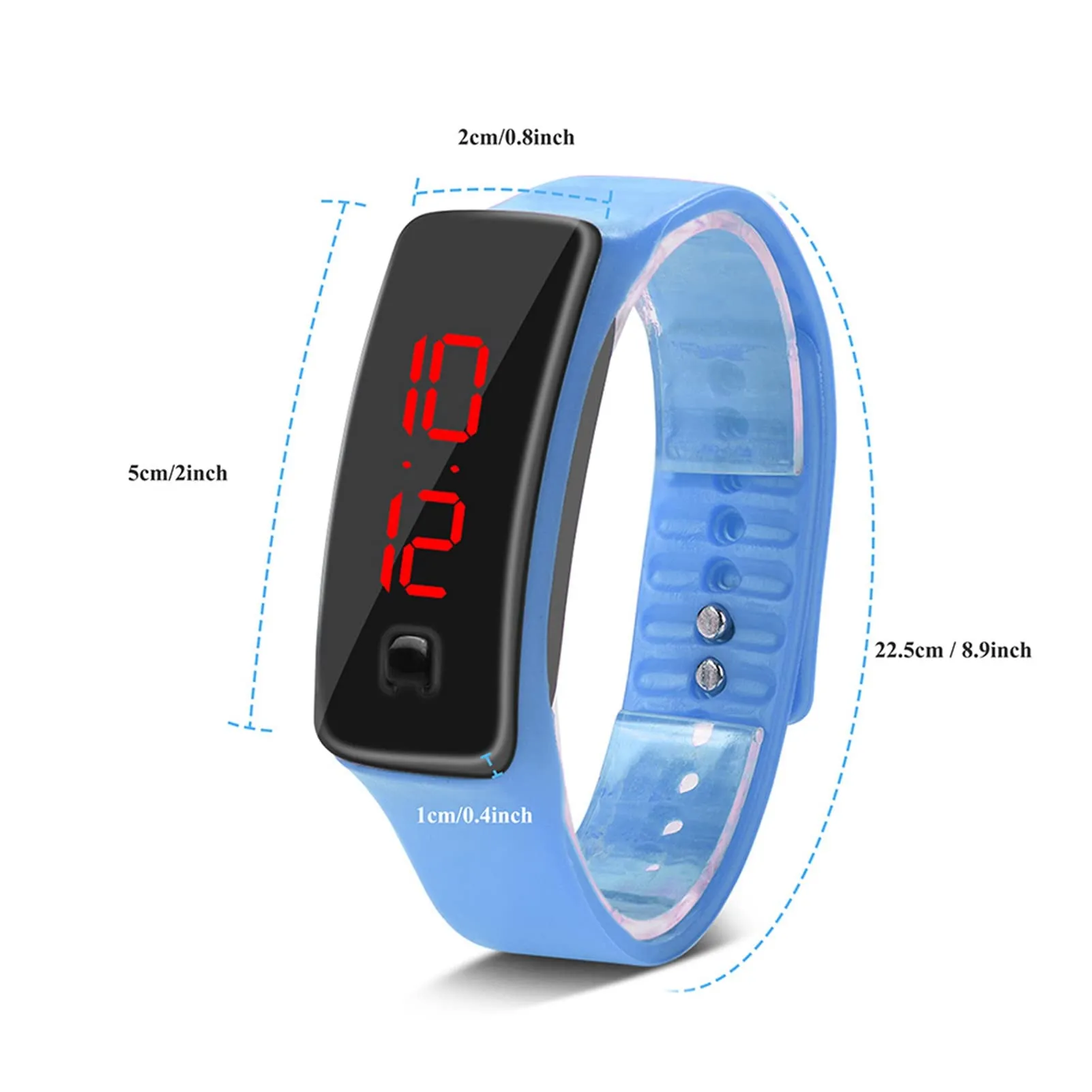 LED Orologio Digitale da Donna, Cinturino in Silicone Orologio Sportivo Digitale Quadrante 12 Ore Display Elettronico Orologio da Polso per Uomo Donna Ragazzi Studenti (Acqua Blu) - immagine 4