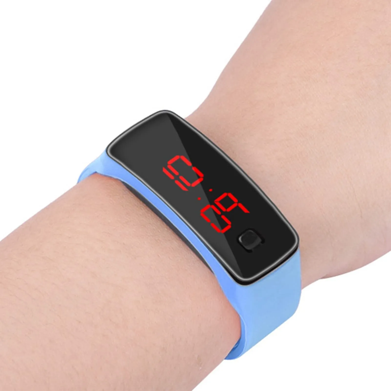 LED Orologio Digitale da Donna, Cinturino in Silicone Orologio Sportivo Digitale Quadrante 12 Ore Display Elettronico Orologio da Polso per Uomo Donna Ragazzi Studenti (Acqua Blu) - immagine 5