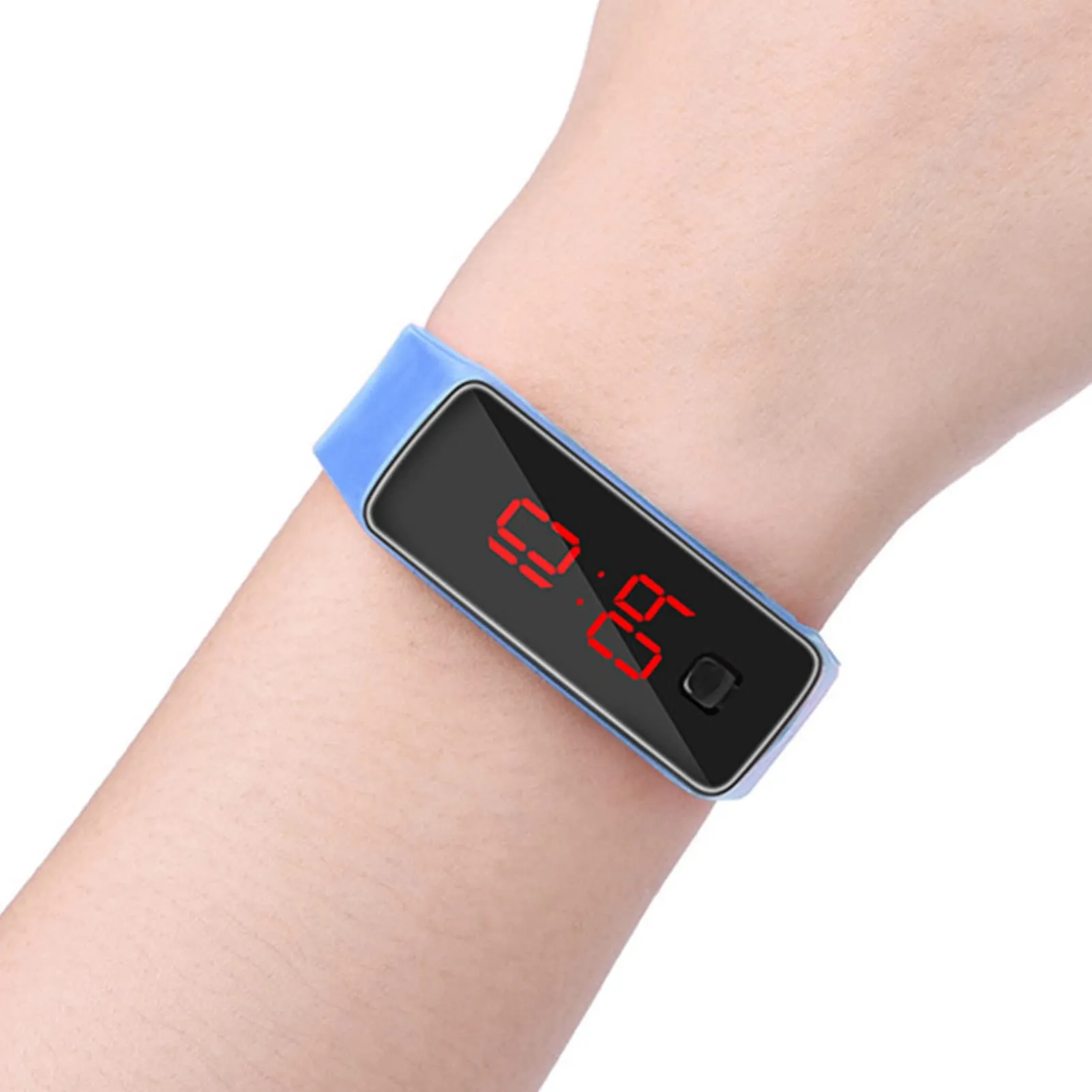 LED Orologio Digitale da Donna, Cinturino in Silicone Orologio Sportivo Digitale Quadrante 12 Ore Display Elettronico Orologio da Polso per Uomo Donna Ragazzi Studenti (Acqua Blu) - immagine 6