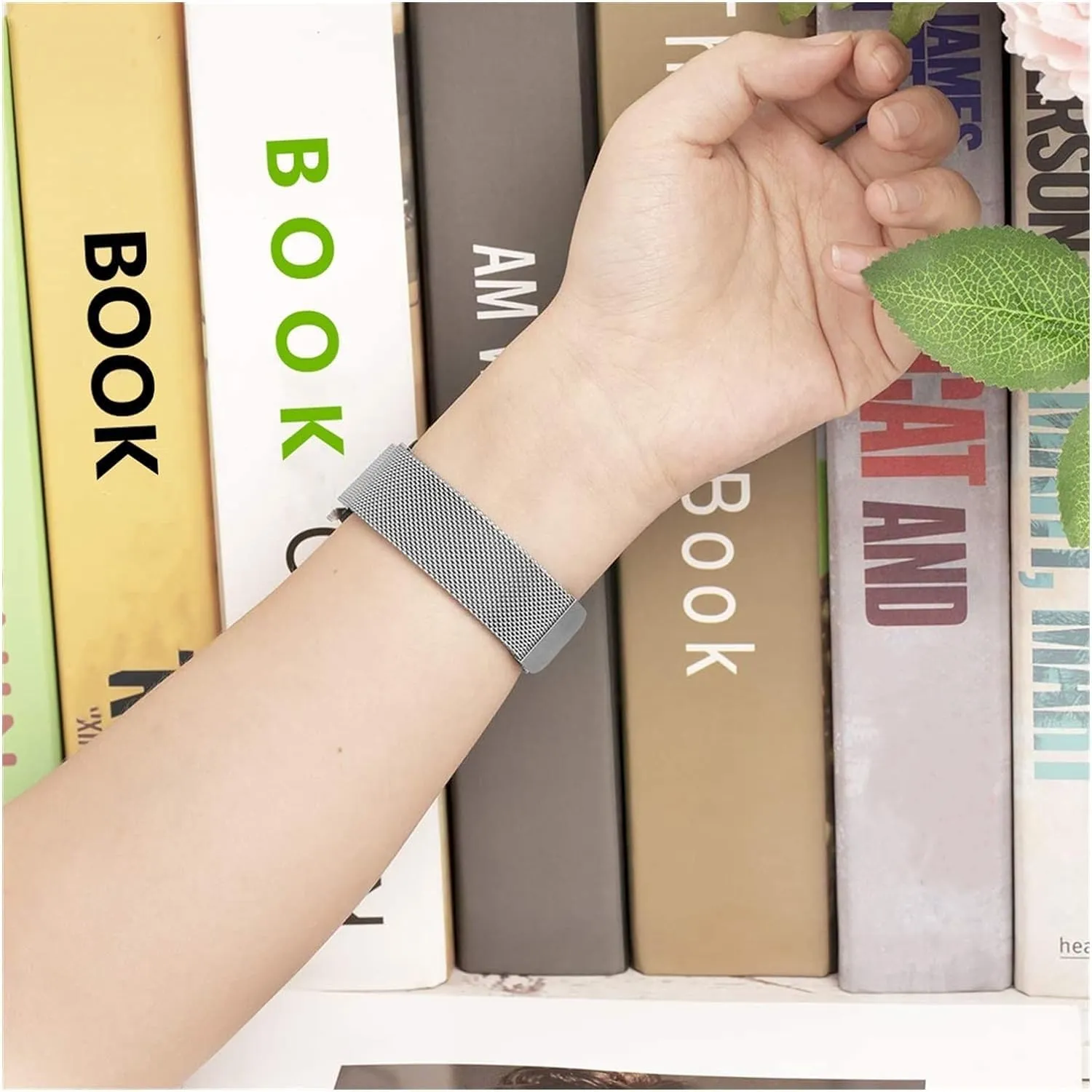 KUBFDL Cinturino di ricambio per smartwatch, in acciaio inox, 14 mm, 16 mm, 18 mm, 20 mm, 22 mm, 24 mm, chiusura magnetica, chiusura rapida, per uomo e donna, 20mm, Acciaio inossidabile, argento - immagine 6