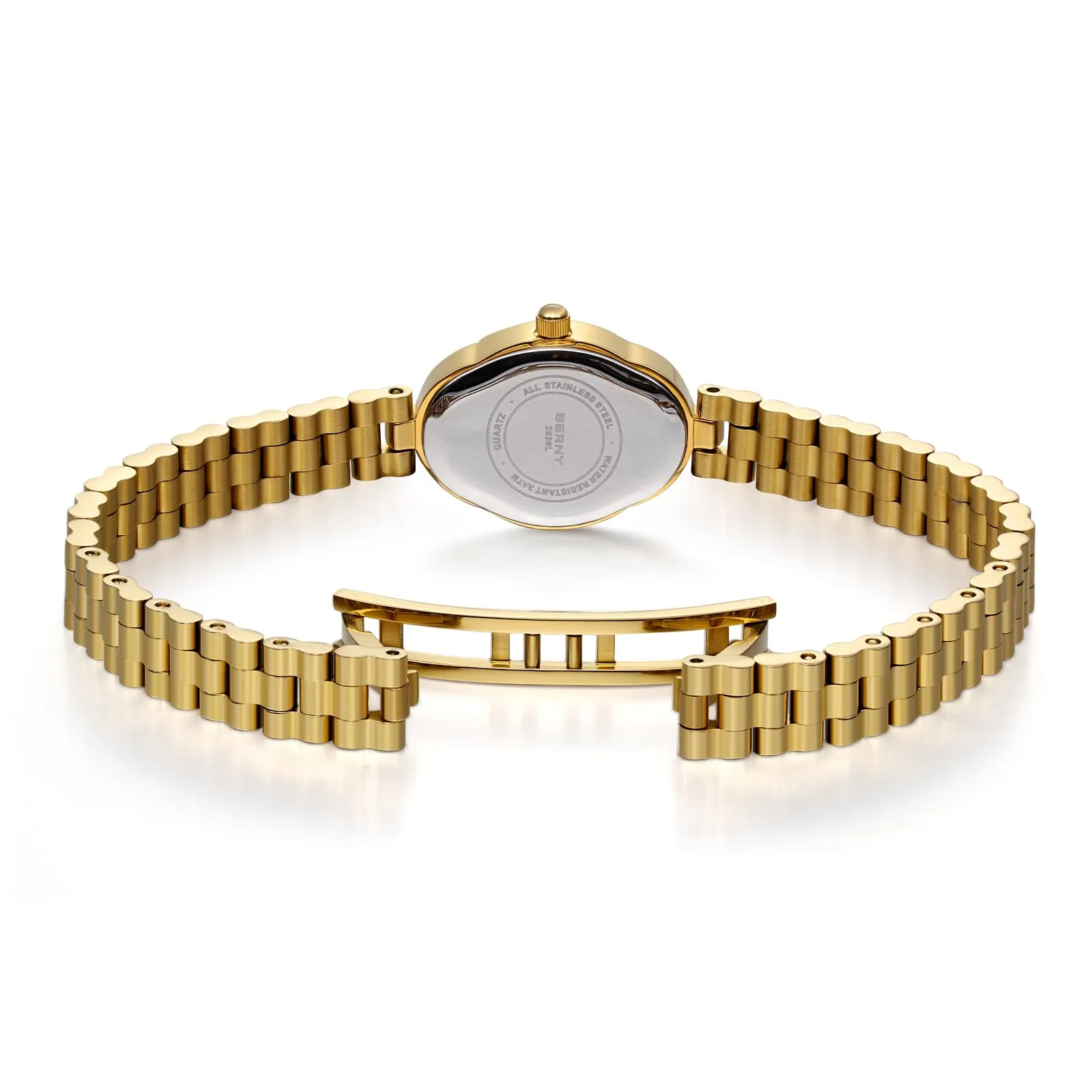 BERNY Orologio Oro per le Donne Vintage Donna Orologio al Quarzo 3ATM Impermeabile Moda Femminile Orologio Da Polso Di Lusso Orologi Da Braccialetto Idear Regalo per Ragazza - immagine 3