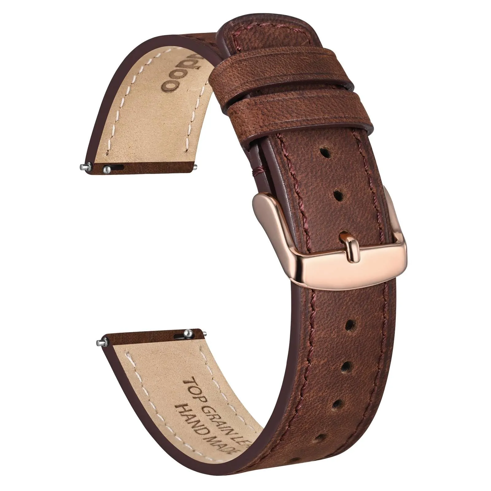 Ayadoo 22mm marrone scuro genuino cinturino in pelle, rilasciare rapidamente primavera Bar Band per le donne uomini - immagine 1