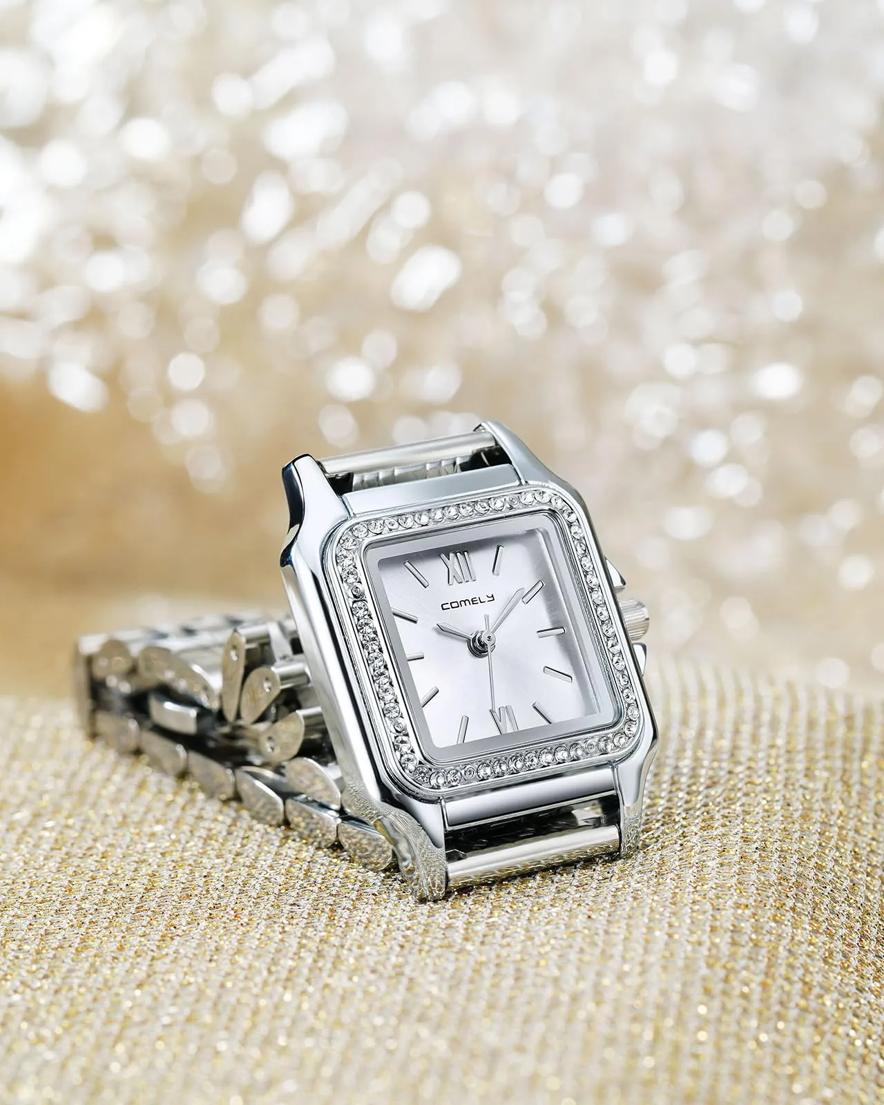 CIVO Orologio da Donna Argento Elegante: Rettangolare Orologi da Polso Acciaio Inossidabile Cinturino - Orologio Analogico Quarzo Regalo - immagine 2
