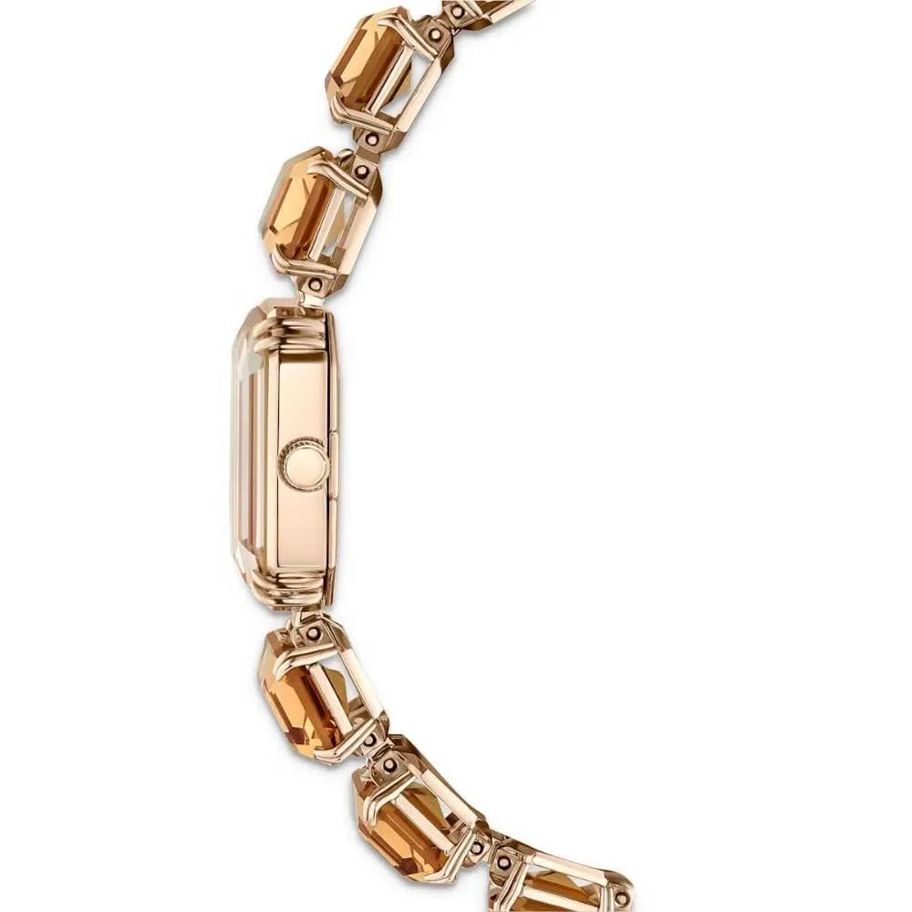 Swarovski Orologio, con Cristalli Marroni, Taglio Octagon, Meccanismo al Quarzo, Impermeabile Fino a 50 m, Placcatura in Tonalità Champagne Dorato, 23 x 17 mm, 8 mm, 12,5-19 cm, 1,4 cm - immagine 7
