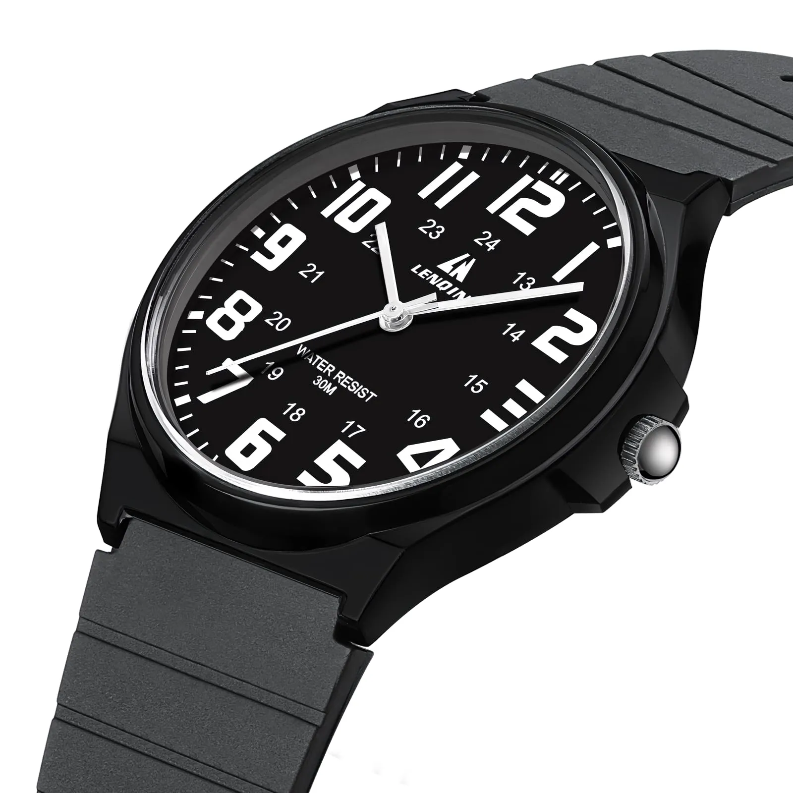 LN LENQIN Orologio da uomo al quarzo analogico, impermeabile 30 metri, con cinturino in silicone alla moda orologi uomo - immagine 3