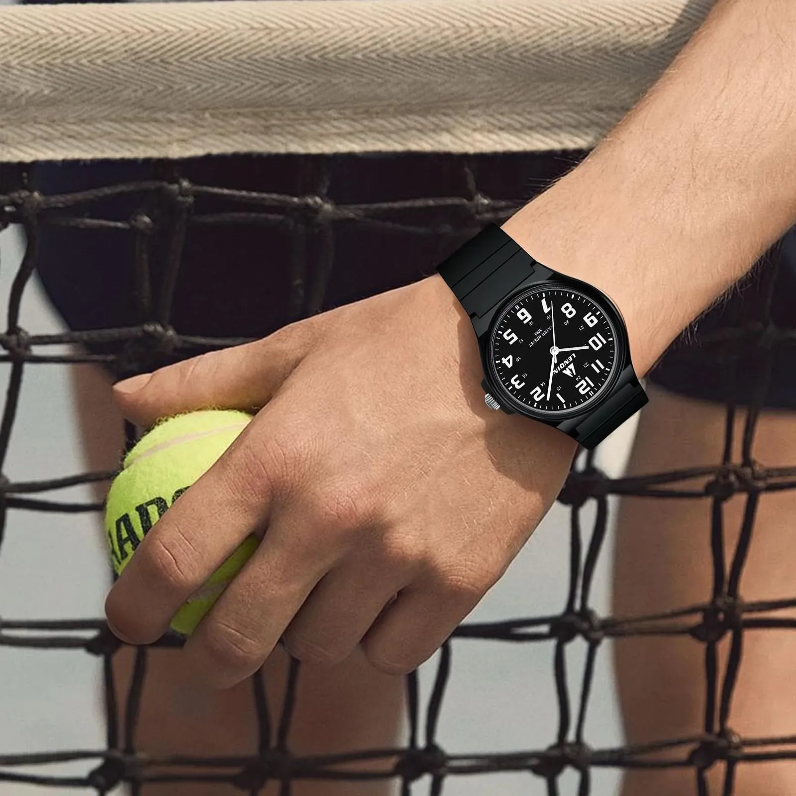 LN LENQIN Orologio da uomo al quarzo analogico, impermeabile 30 metri, con cinturino in silicone alla moda orologi uomo - immagine 8
