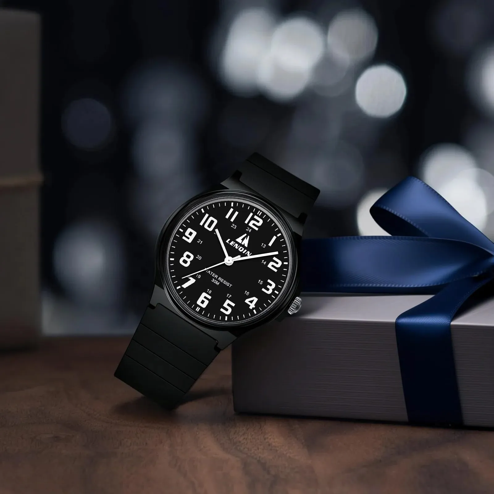 LN LENQIN Orologio da uomo al quarzo analogico, impermeabile 30 metri, con cinturino in silicone alla moda orologi uomo - immagine 9