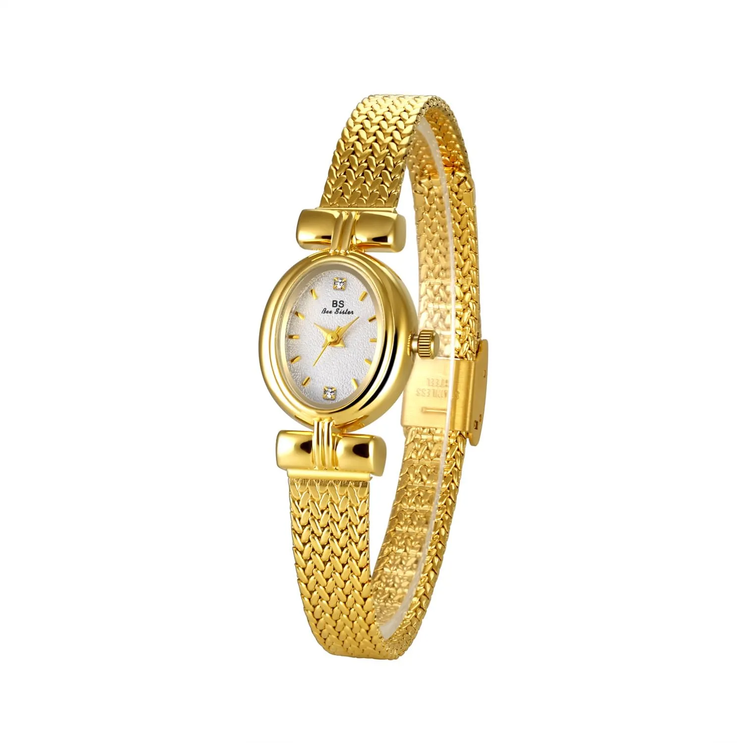 CARLIEN Orologio da donna alla moda, piccolo, in oro, con quadrante ovale al quarzo, cinturino in pelle vintage, impermeabile, lusso, casual, bracciale da donna, marrone, nero, Oro bianco - immagine 2