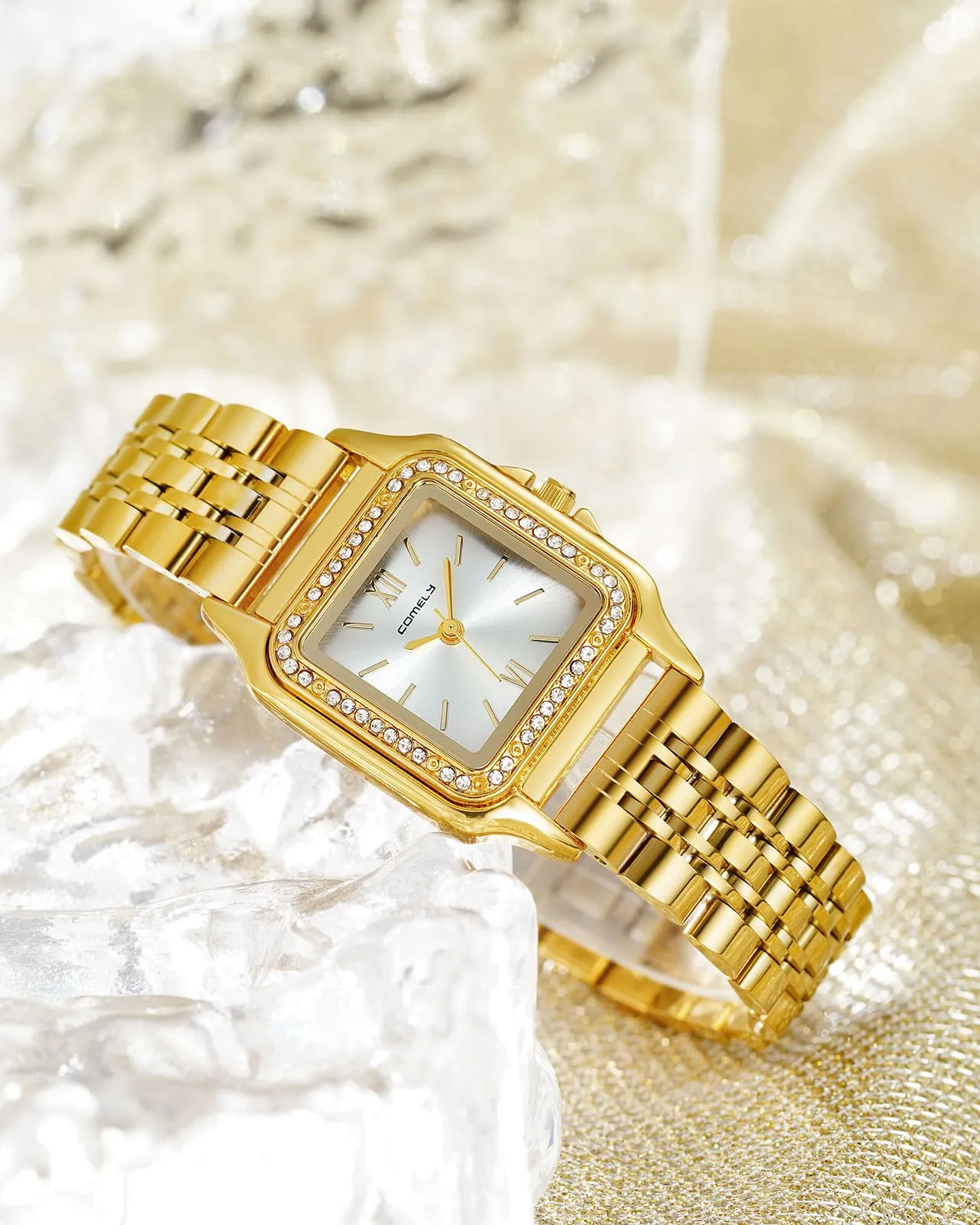 CIVO Orologio da Donna Oro Elegante: Rettangolare Orologi da Polso Acciaio Inossidabile Cinturino - Orologio Quarzo Analogico Regalo - immagine 2