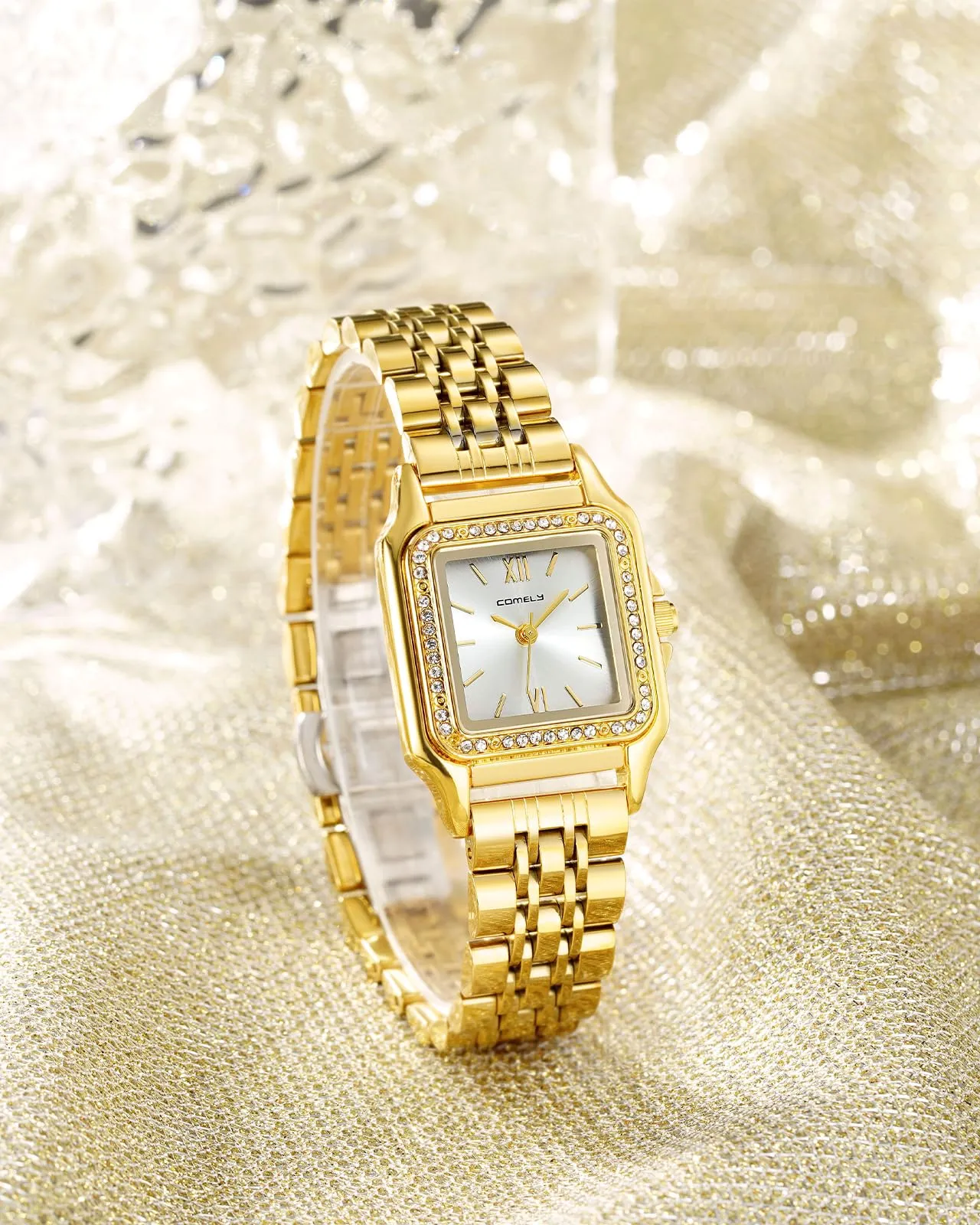 CIVO Orologio da Donna Oro Elegante: Rettangolare Orologi da Polso Acciaio Inossidabile Cinturino - Orologio Quarzo Analogico Regalo - immagine 4