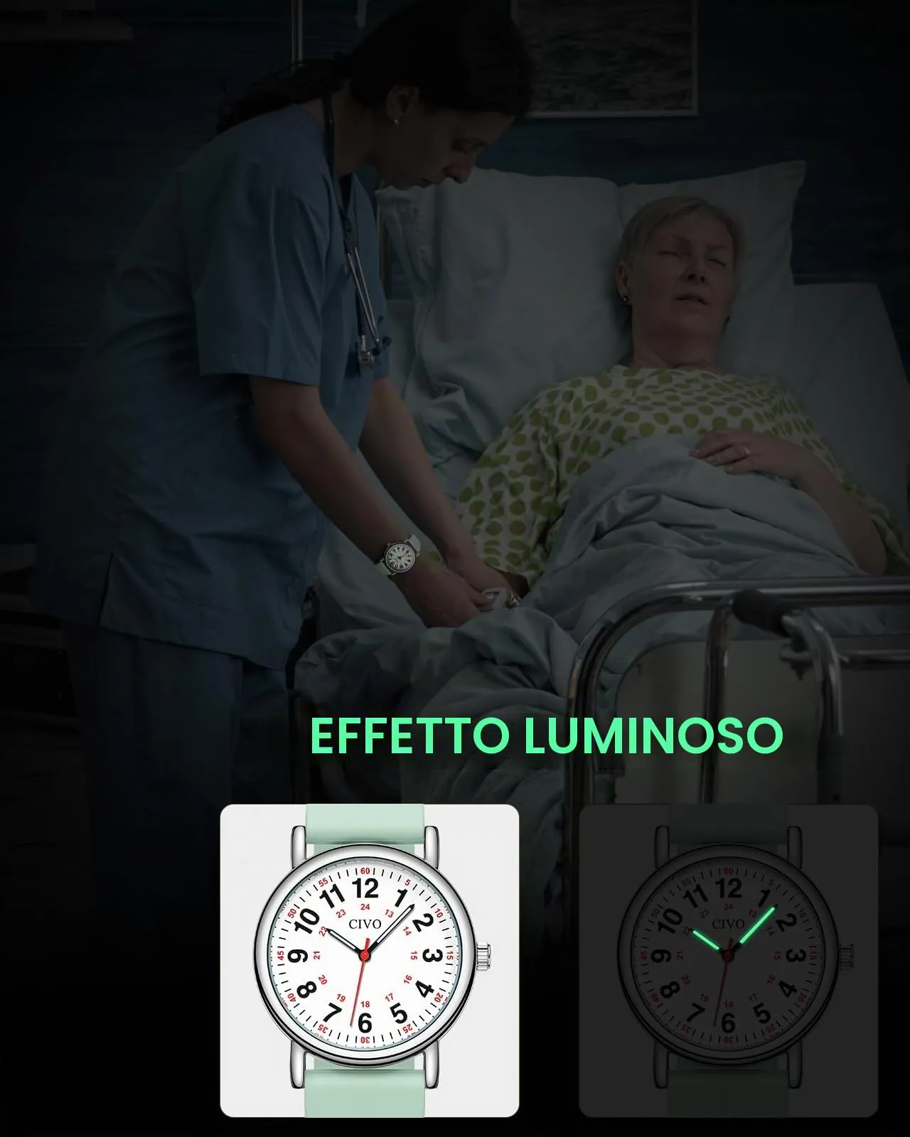 CIVO Orologio Impermeabile Donna Uomo: Analogico Scala 12/24 Ore con Secondi - Orologi da Polso Quarzo Luminoso - Regalo per Studente di Medicina Unisex - immagine 5