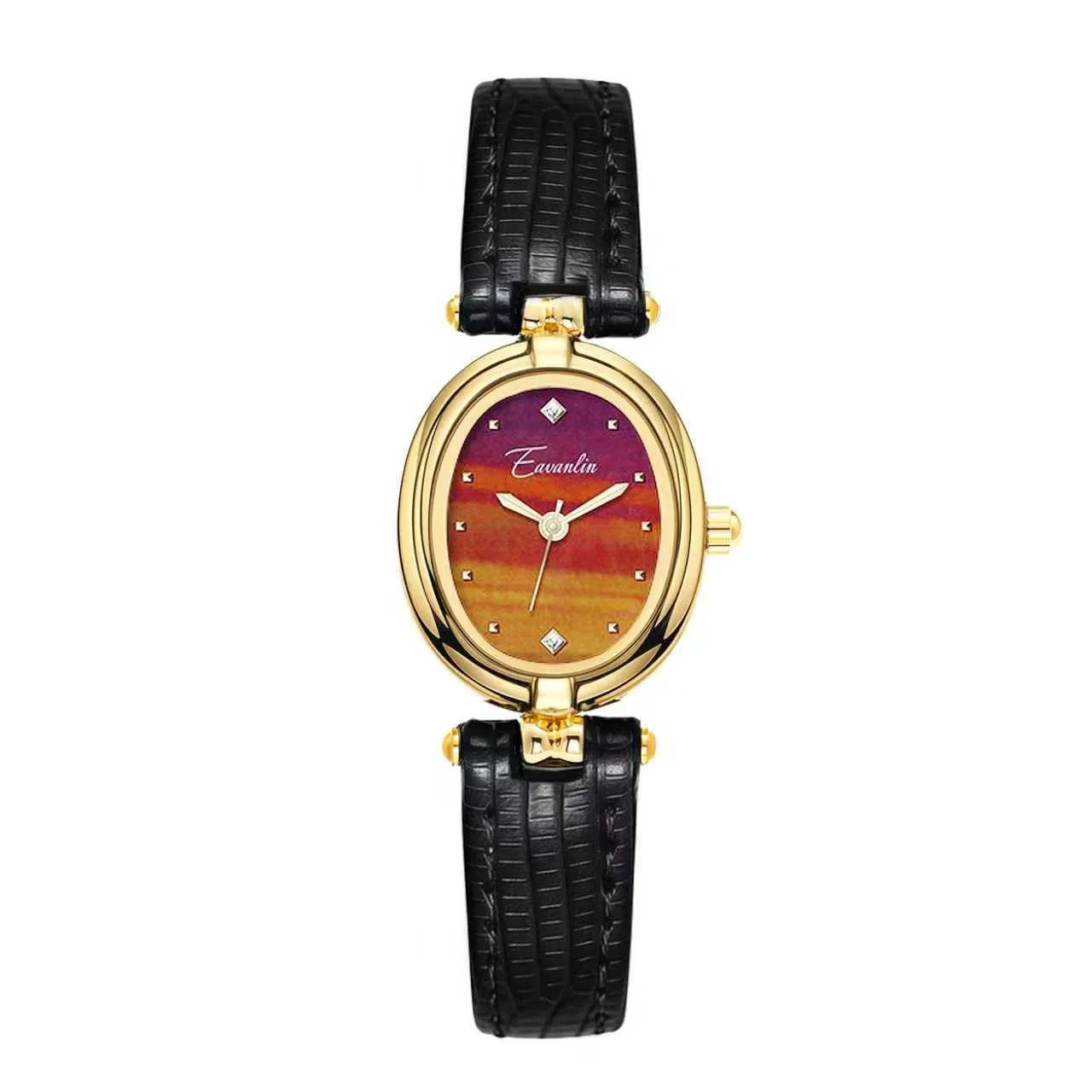 CARLIEN Orologio da donna alla moda, piccolo, in oro, con quadrante ovale al quarzo, cinturino in pelle vintage, impermeabile, lusso, casual, bracciale da donna, marrone, nero, X nero. - immagine 1