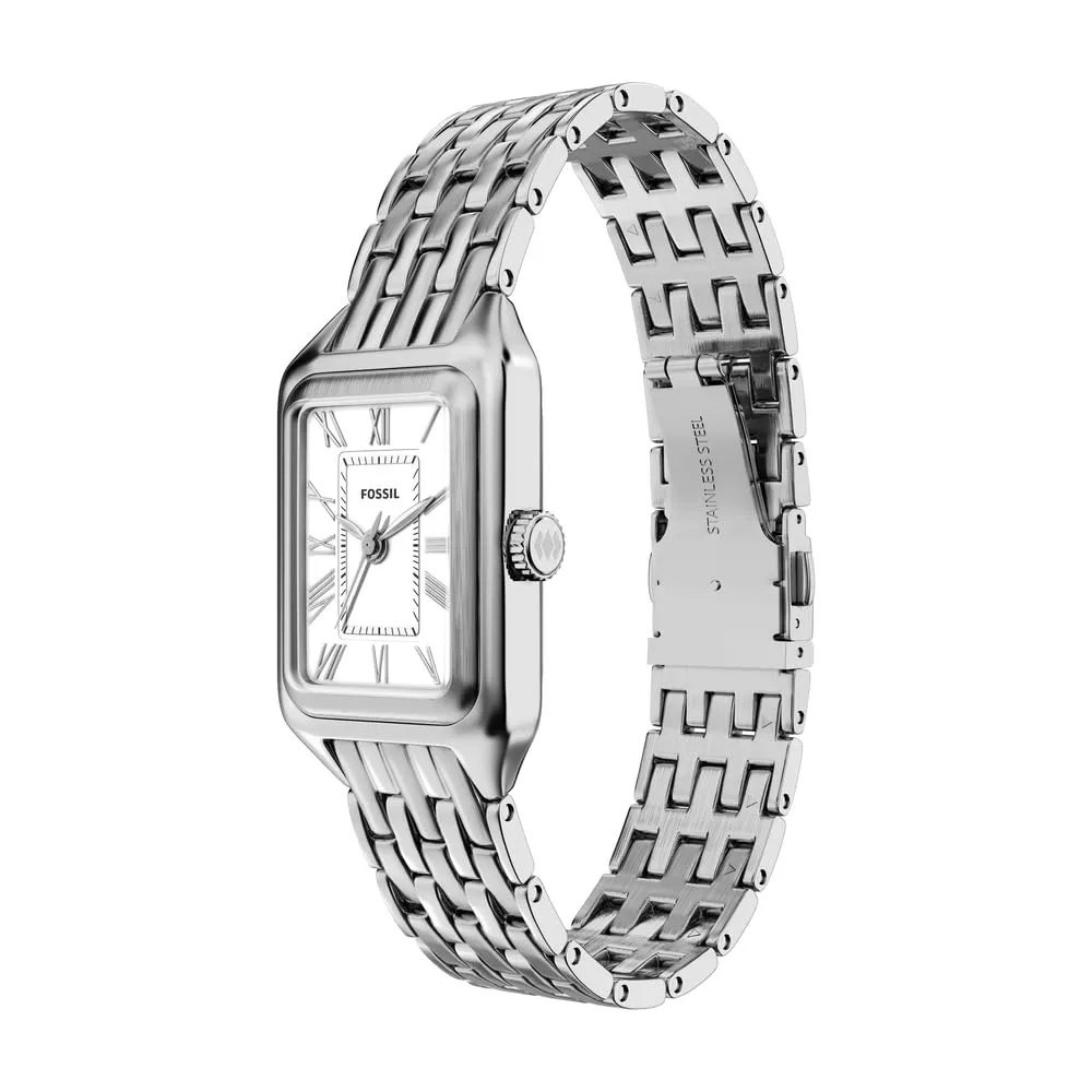 Fossil Raquel - Orologio da donna al quarzo, movimento a tre lancette con cinturino in acciaio inox, Arctic Silver Metallizzato, 18MM, Bracciale - immagine 3