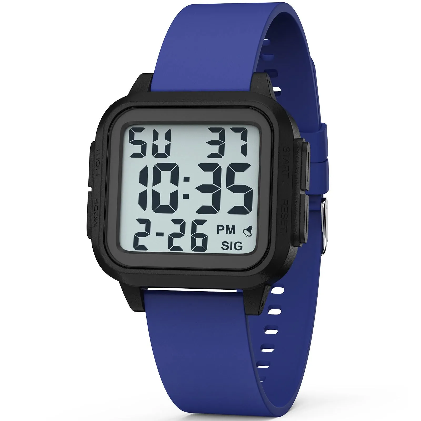 DTKID Orologio Sportivo Digitale Unisex, LED, Sveglia, Cronometro (Blu) - immagine 1