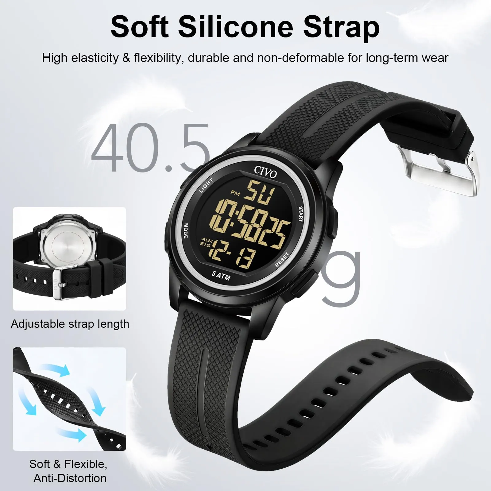 CIVO Orologio Uomo Digitale Sportivo: Impermeabile Ultra Sottile con LED - immagine 6