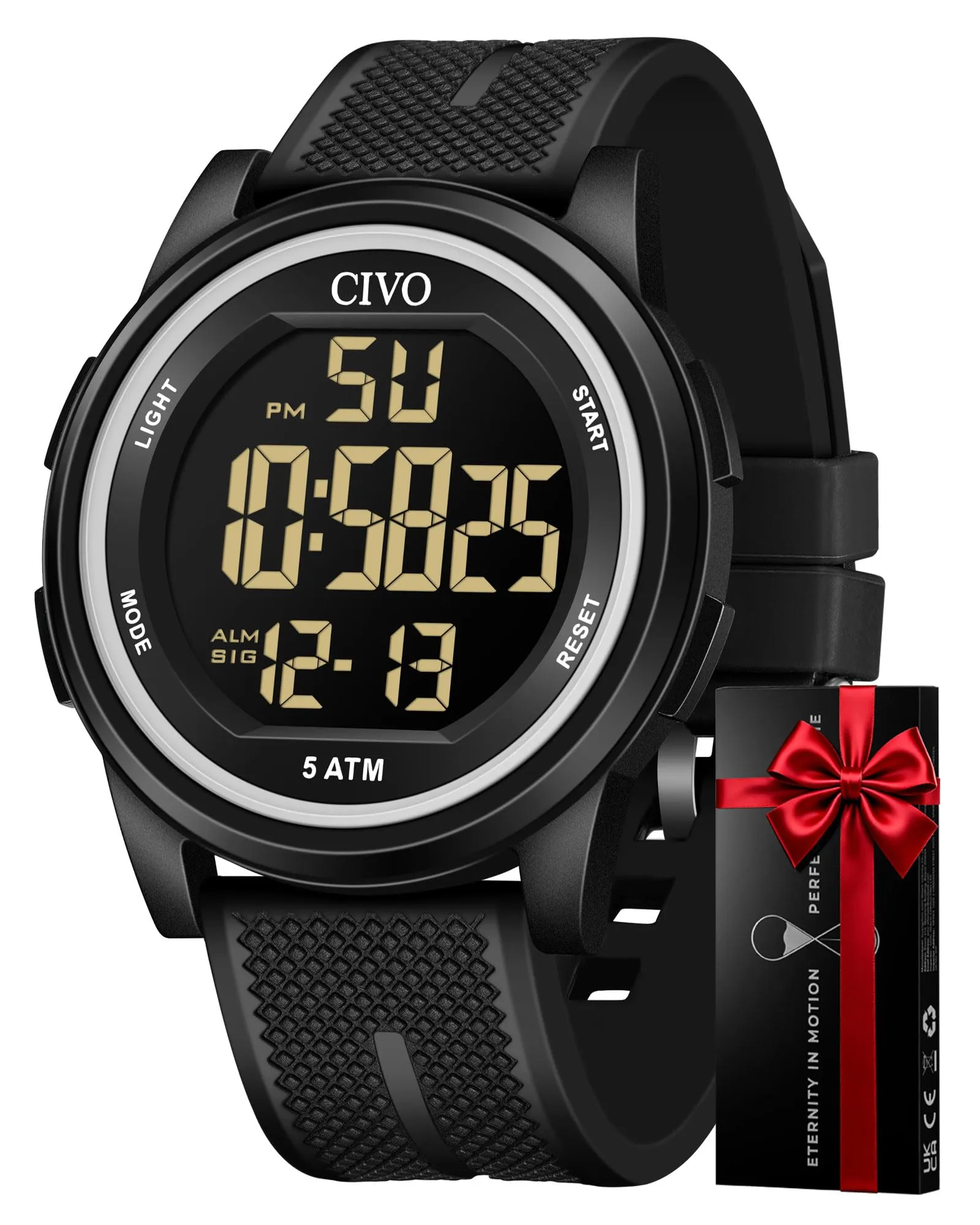 CIVO Orologio Uomo Digitale Sportivo: Impermeabile Ultra Sottile con LED - immagine 9