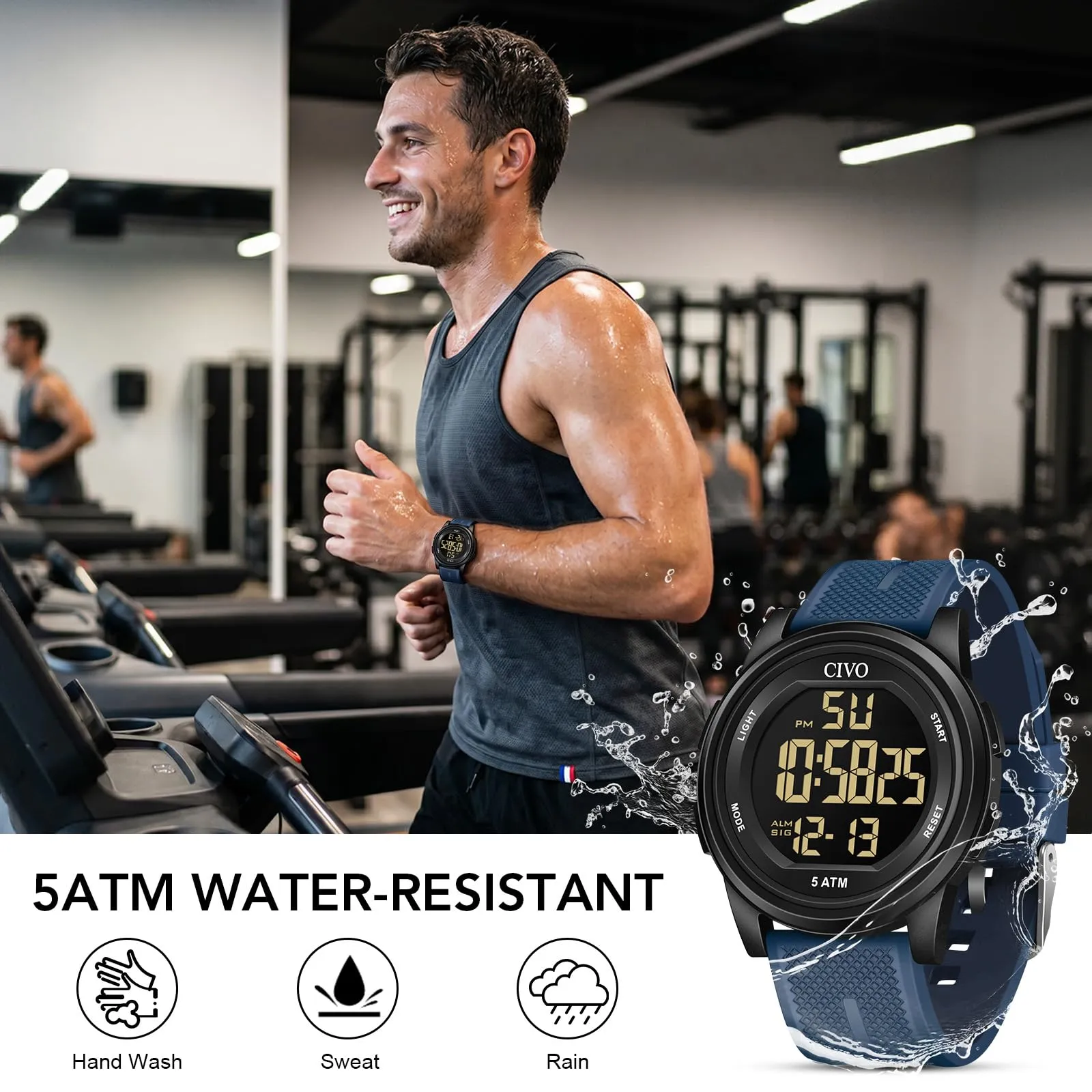 CIVO Orologio Uomo Sportivo Digitale: Impermeabile Ultra Sottile con LED - immagine 2