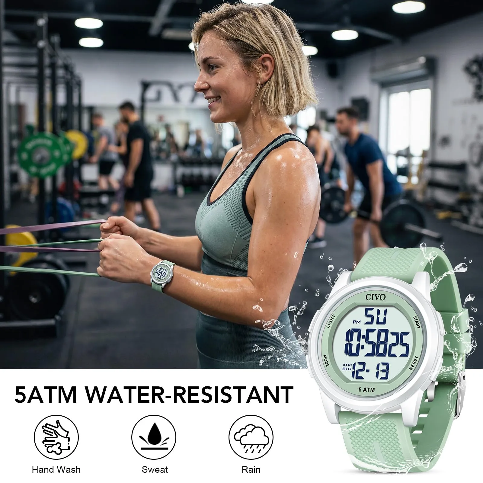 CIVO Orologio Donna Sportivo Digitale: Impermeabile Ultra Sottile con LED - immagine 2