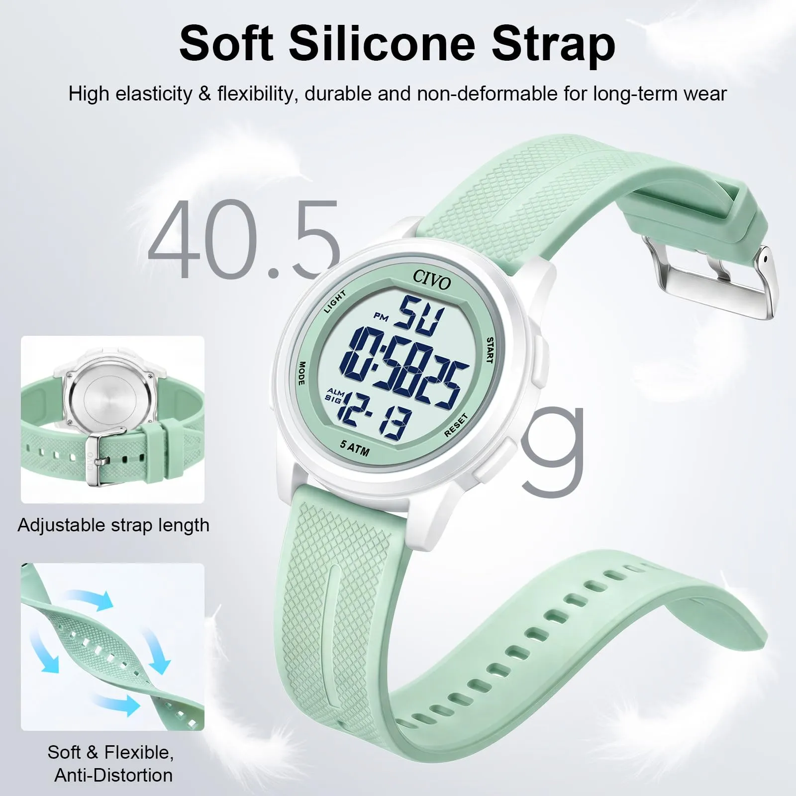 CIVO Orologio Donna Sportivo Digitale: Impermeabile Ultra Sottile con LED - immagine 6