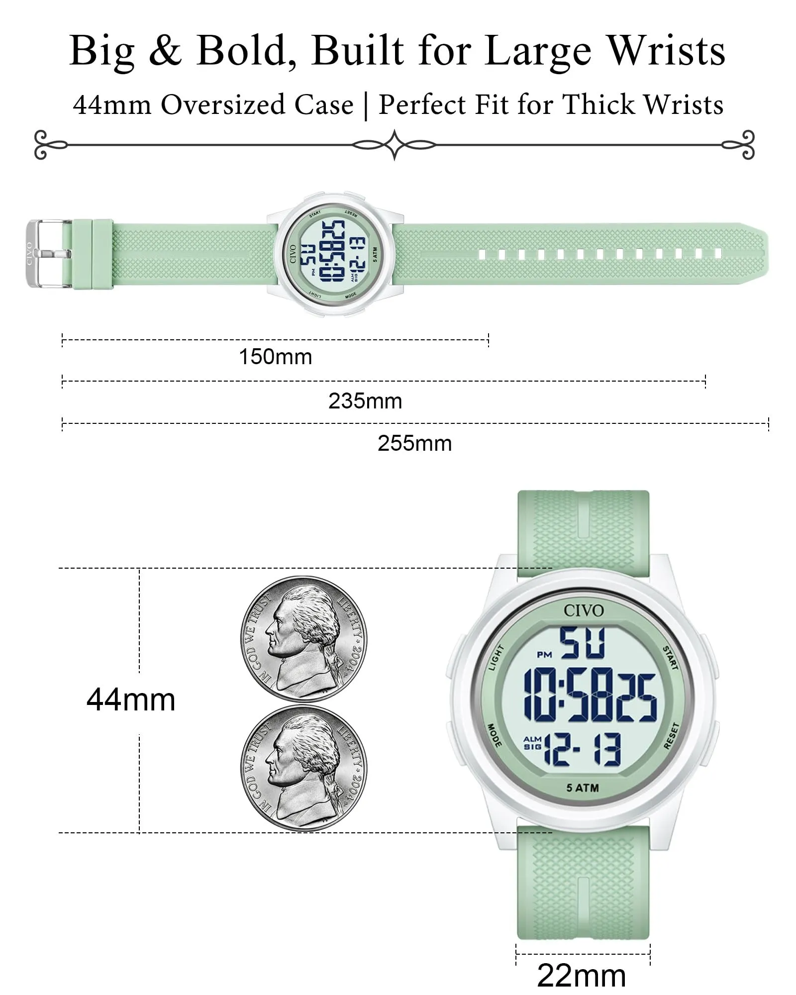 CIVO Orologio Donna Sportivo Digitale: Impermeabile Ultra Sottile con LED - immagine 7