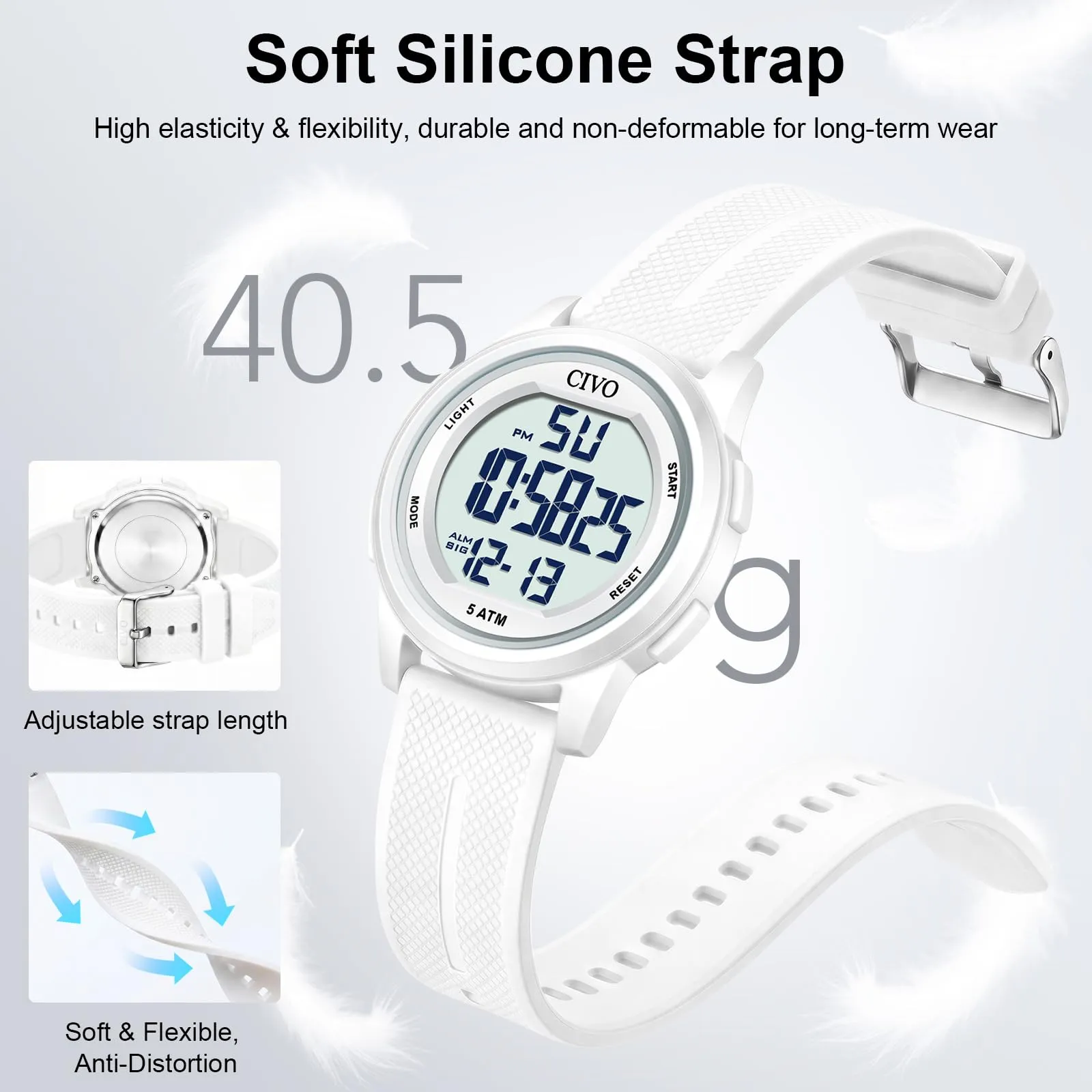 CIVO Orologio Donna Digitale Sportivo: Impermeabile Ultra Sottile con LED - immagine 6