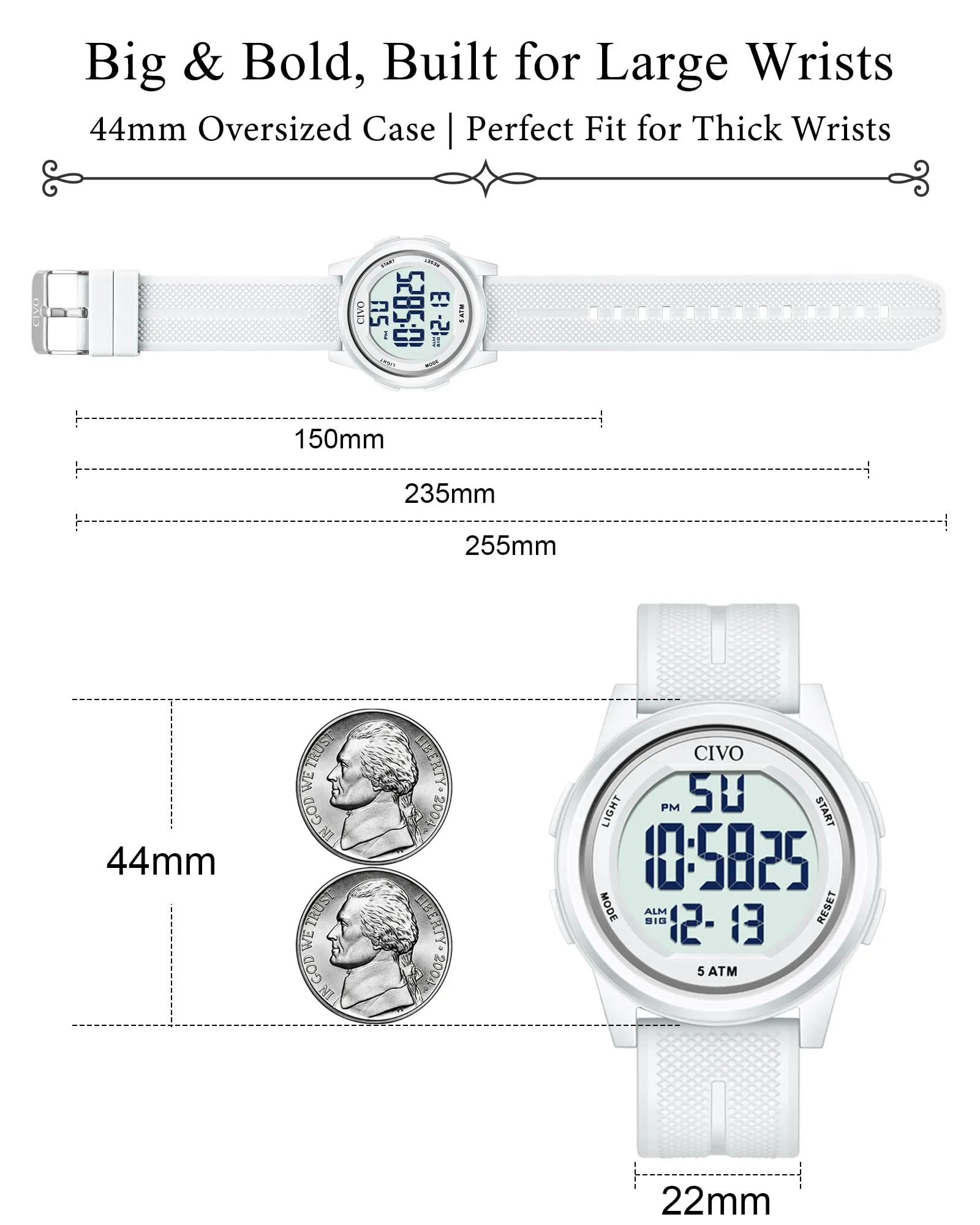 CIVO Orologio Donna Digitale Sportivo: Impermeabile Ultra Sottile con LED - immagine 7