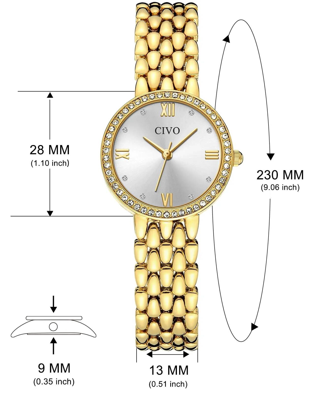 CIVO Set Orologio e Bracciale da Donna: Elegante Orologio al Quarzo con - immagine 6