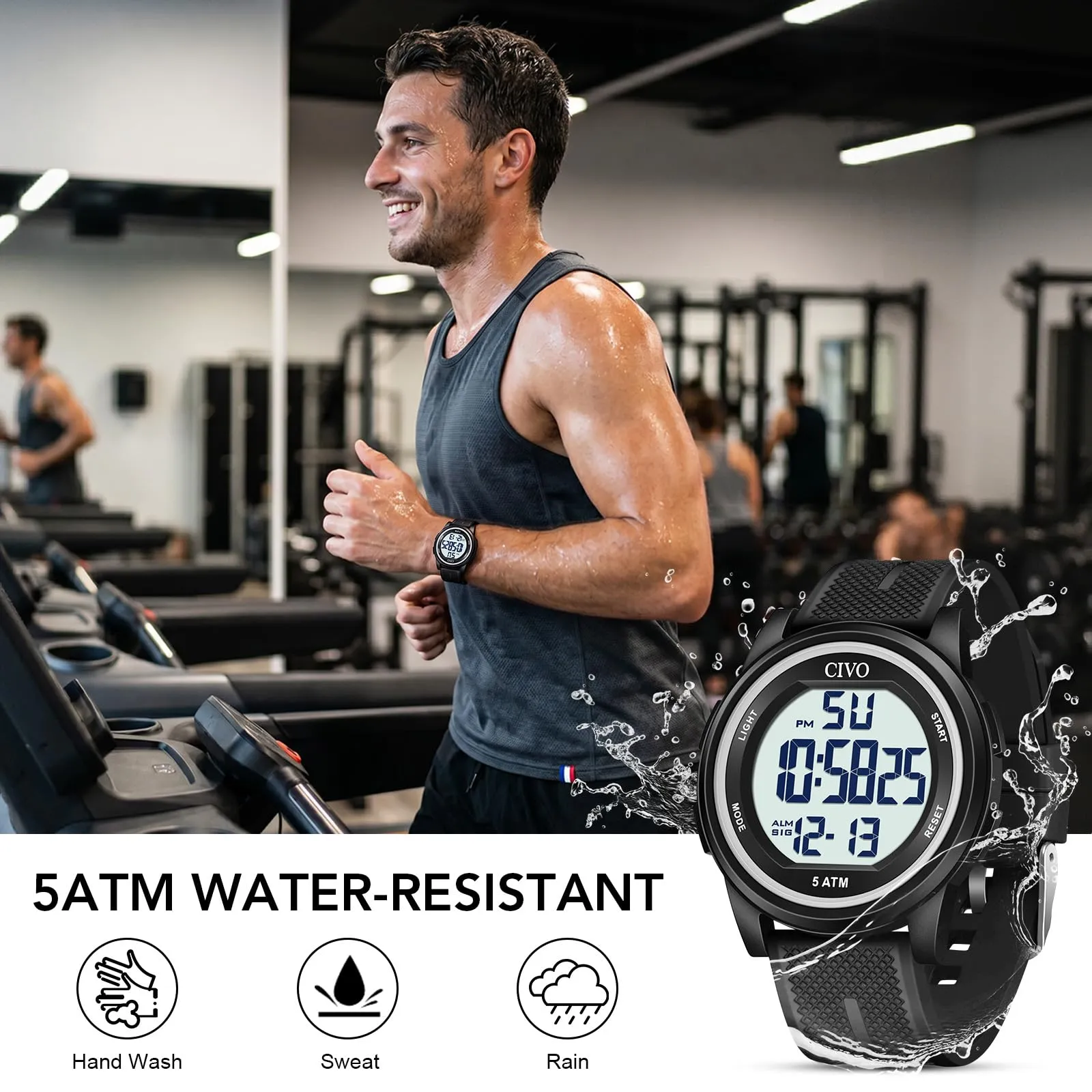 CIVO Orologio Uomo Digitale Sportivo: Ultra Sottile Impermeabile con LED - immagine 2