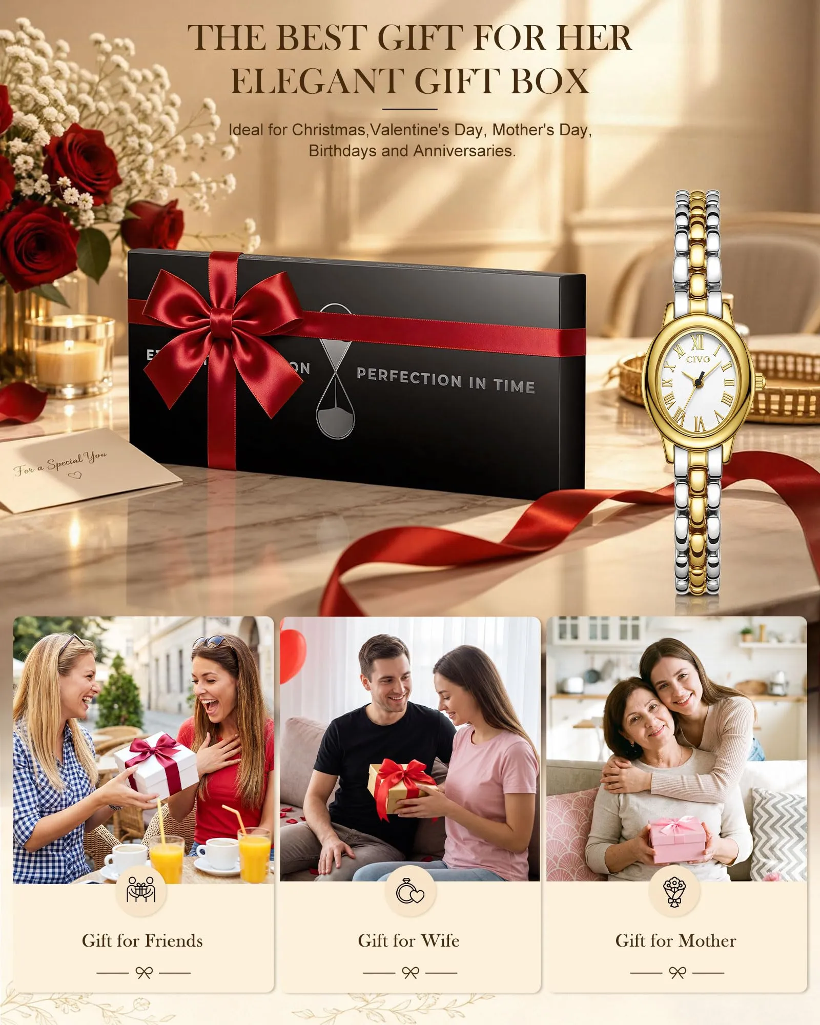 CIVO Orologio Donna Elegante Vintage: Quadrante Argento Ovale Numeri - immagine 6