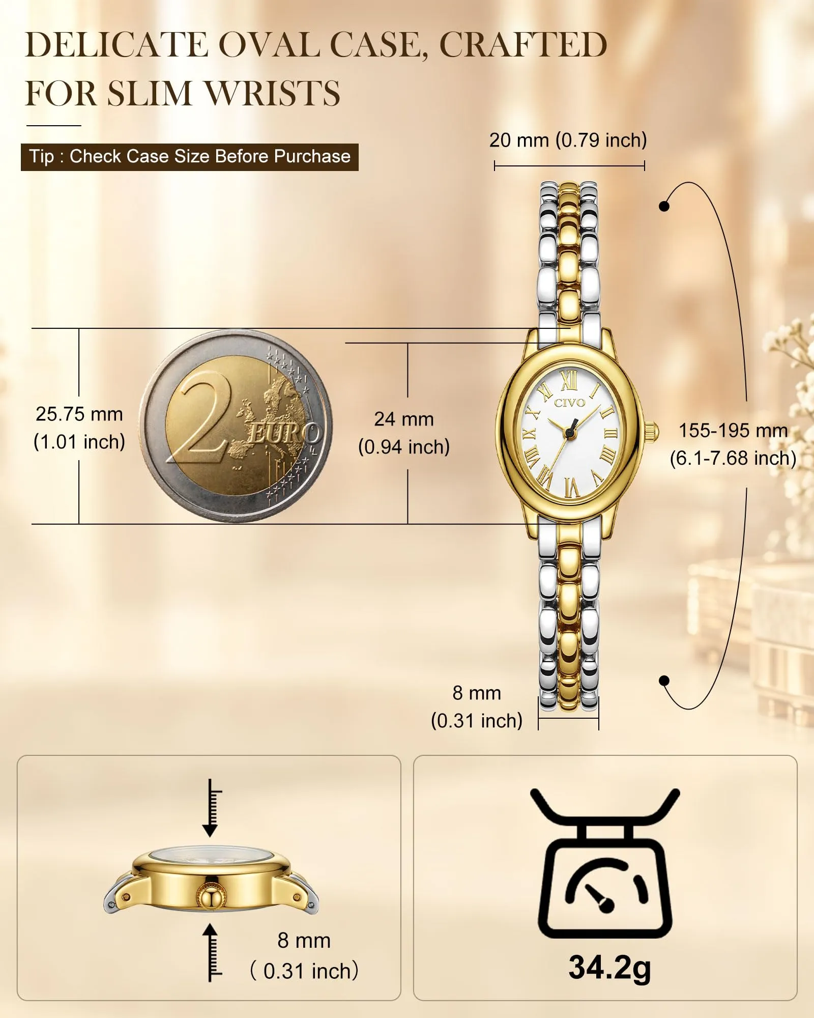 CIVO Orologio Donna Elegante Vintage: Quadrante Argento Ovale Numeri - immagine 7