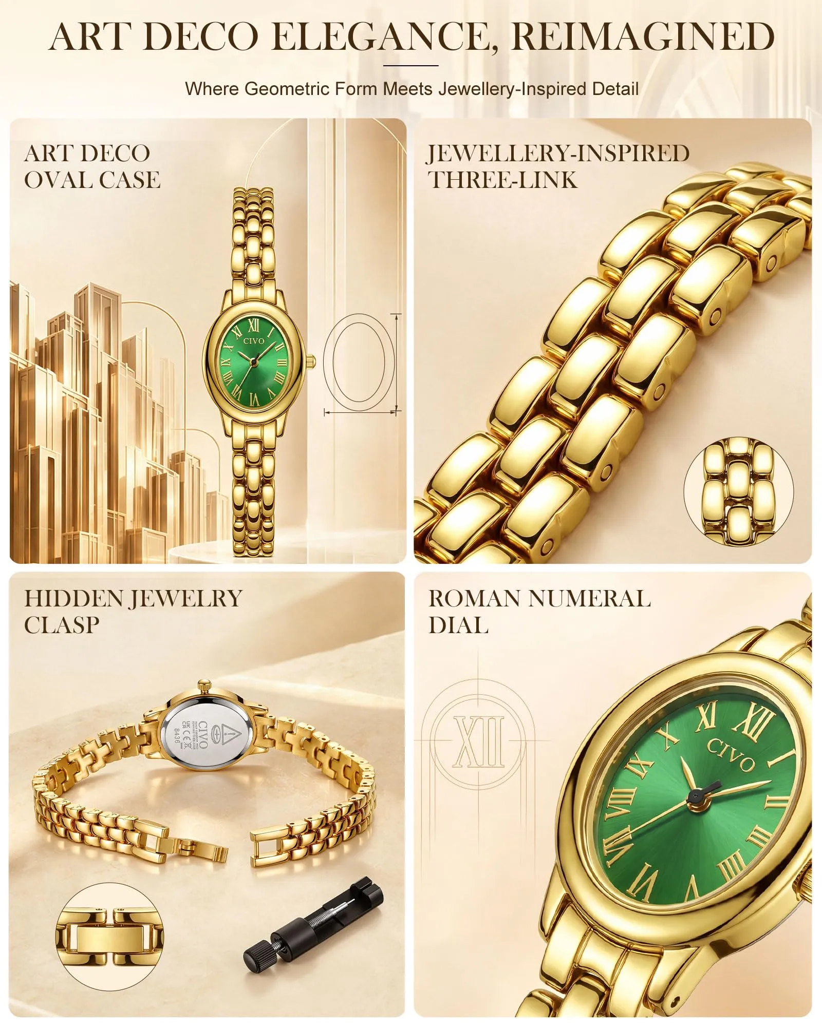 CIVO Orologio da Donna Stile Vintage: Elegante Orologi Analogico - immagine 4