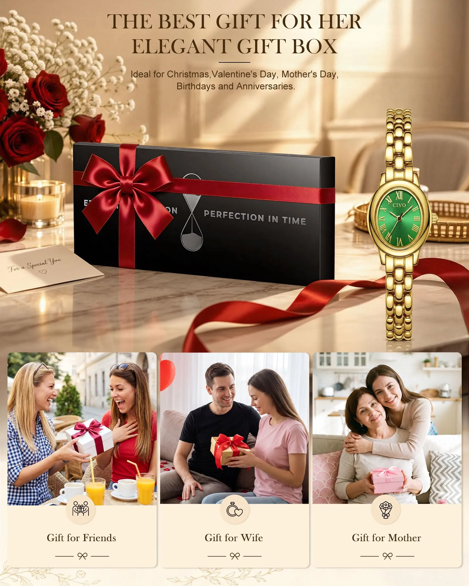 CIVO Orologio da Donna Stile Vintage: Elegante Orologi Analogico - immagine 6