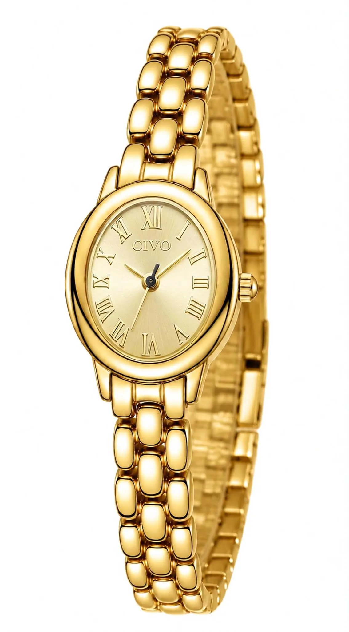 CIVO Orologio Donna Elegante Vintage: Quadrante Verde Ovale Numeri Romani, - immagine 1