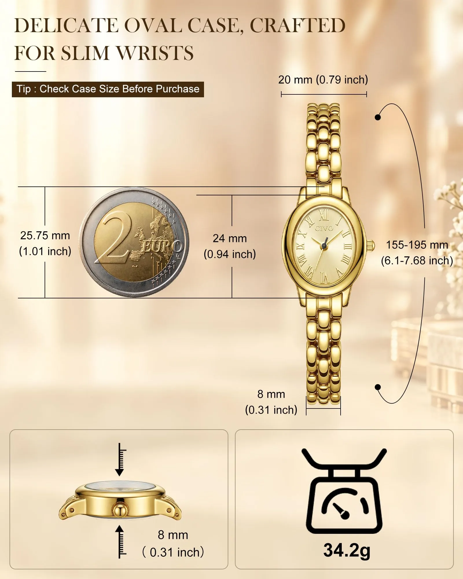 CIVO Orologio Donna Elegante Vintage: Quadrante Verde Ovale Numeri Romani, - immagine 7