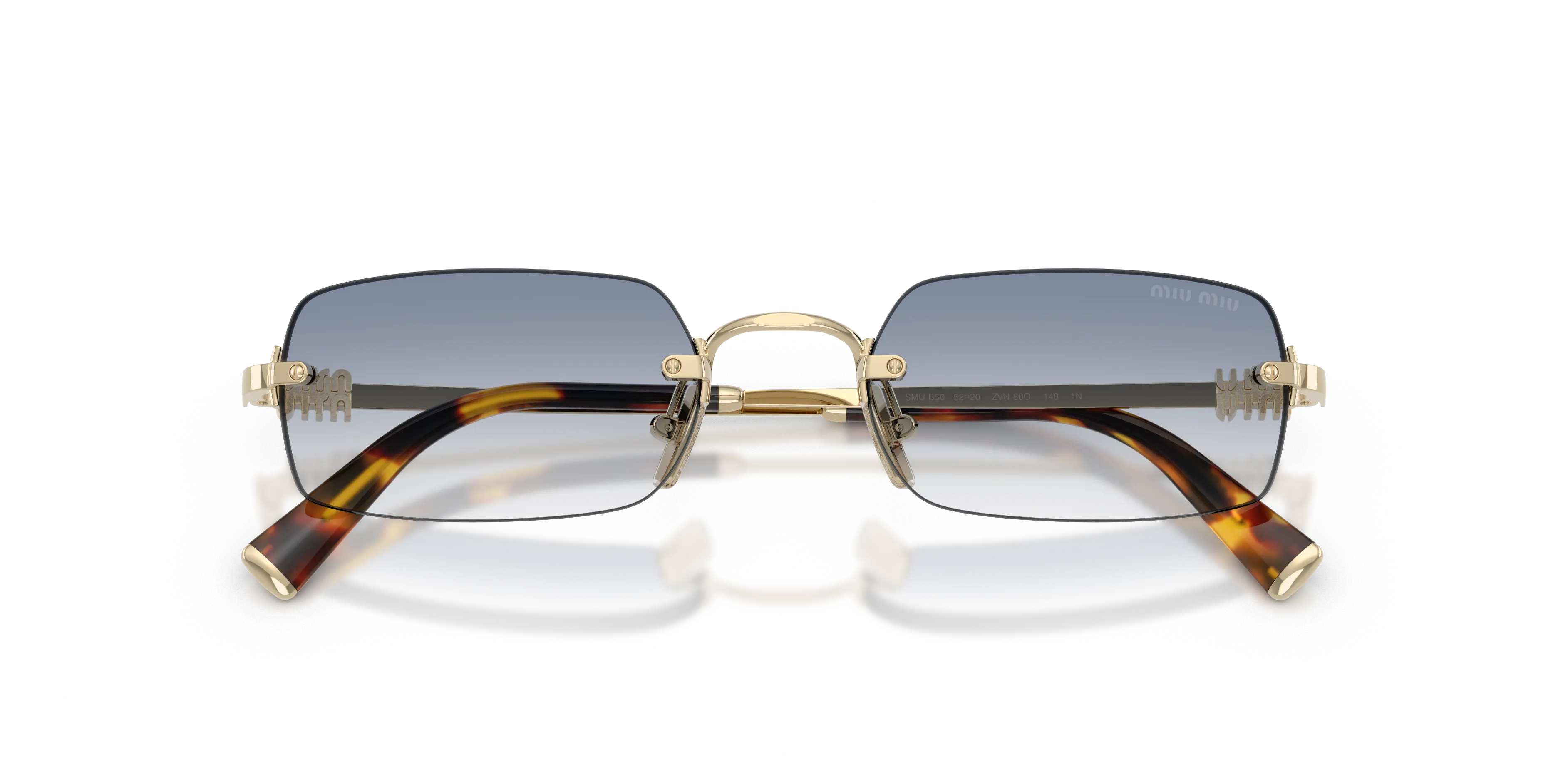 Miu Miu MU B50S ZVN80O Occhiali da sole Metallo Oro Blu Squadrata Normale Sfumato - immagine 2