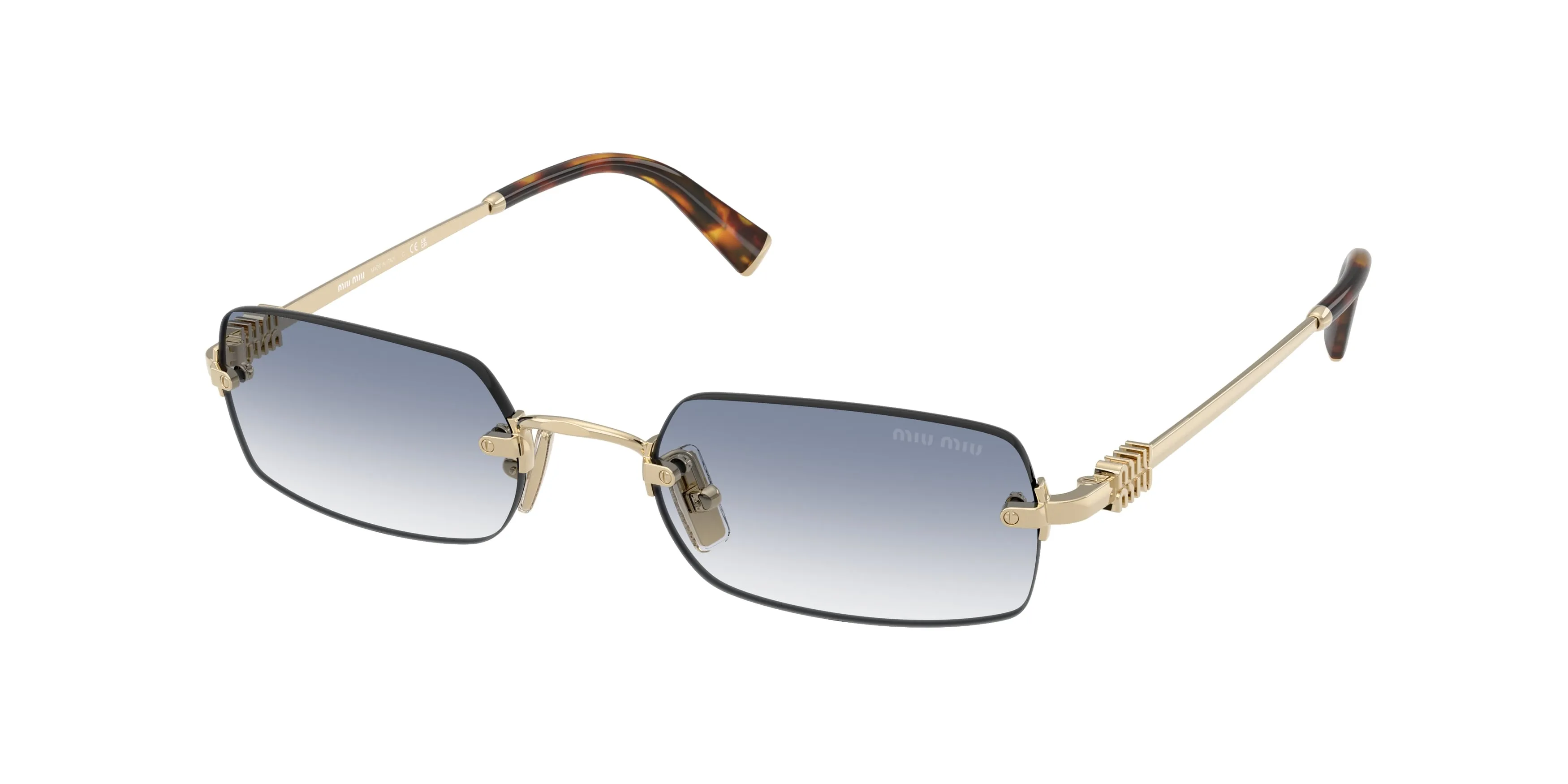 Miu Miu MU B50S ZVN80O Occhiali da sole Metallo Oro Blu Squadrata Normale Sfumato - immagine 1