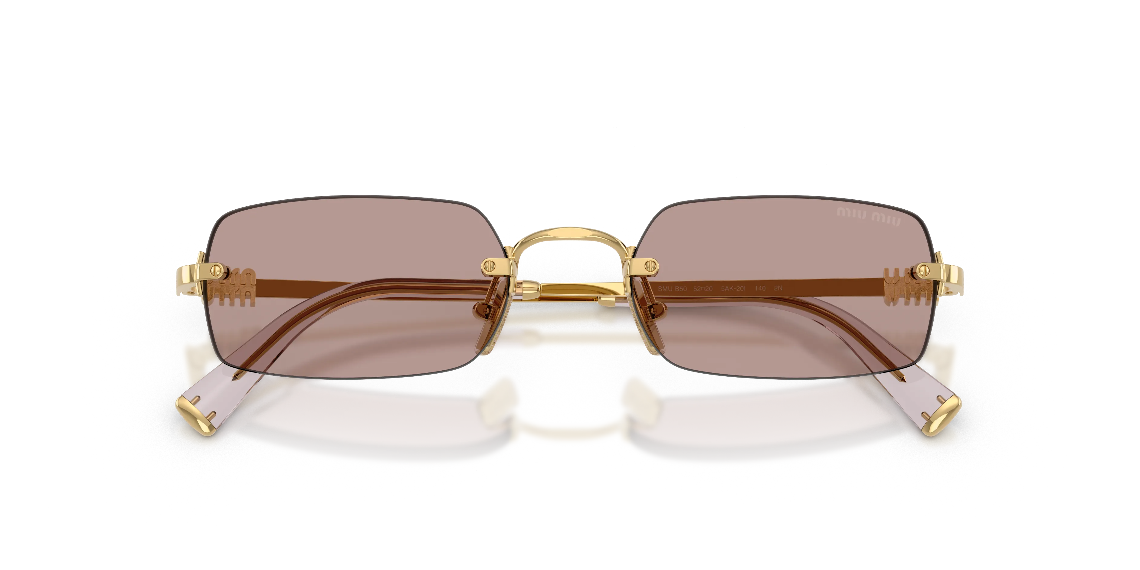 Miu Miu MU B50S 5AK20I Occhiali da sole Metallo Oro Marrone Squadrata Normale - immagine 2