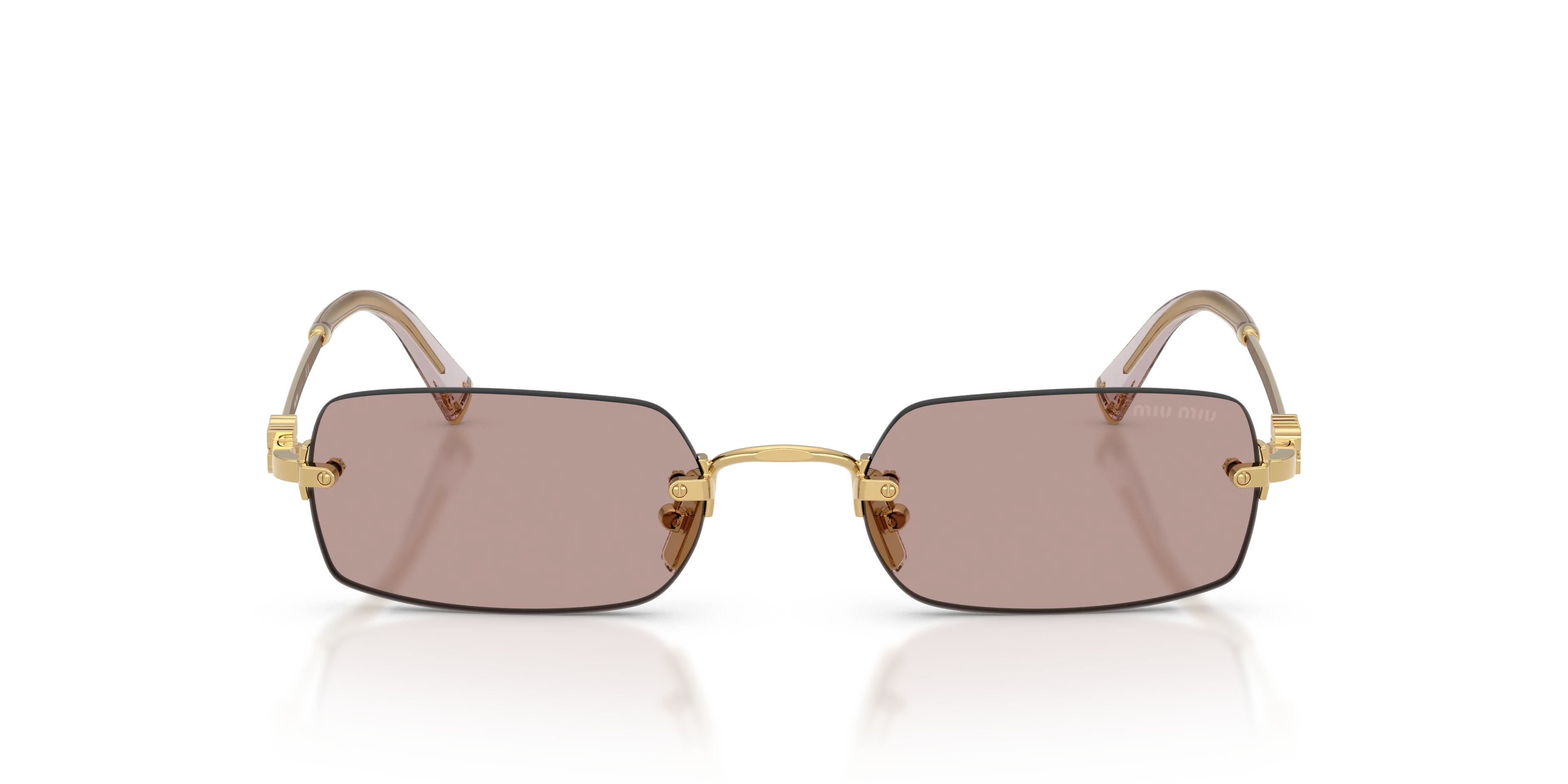 Miu Miu MU B50S 5AK20I Occhiali da sole Metallo Oro Marrone Squadrata Normale - immagine 3