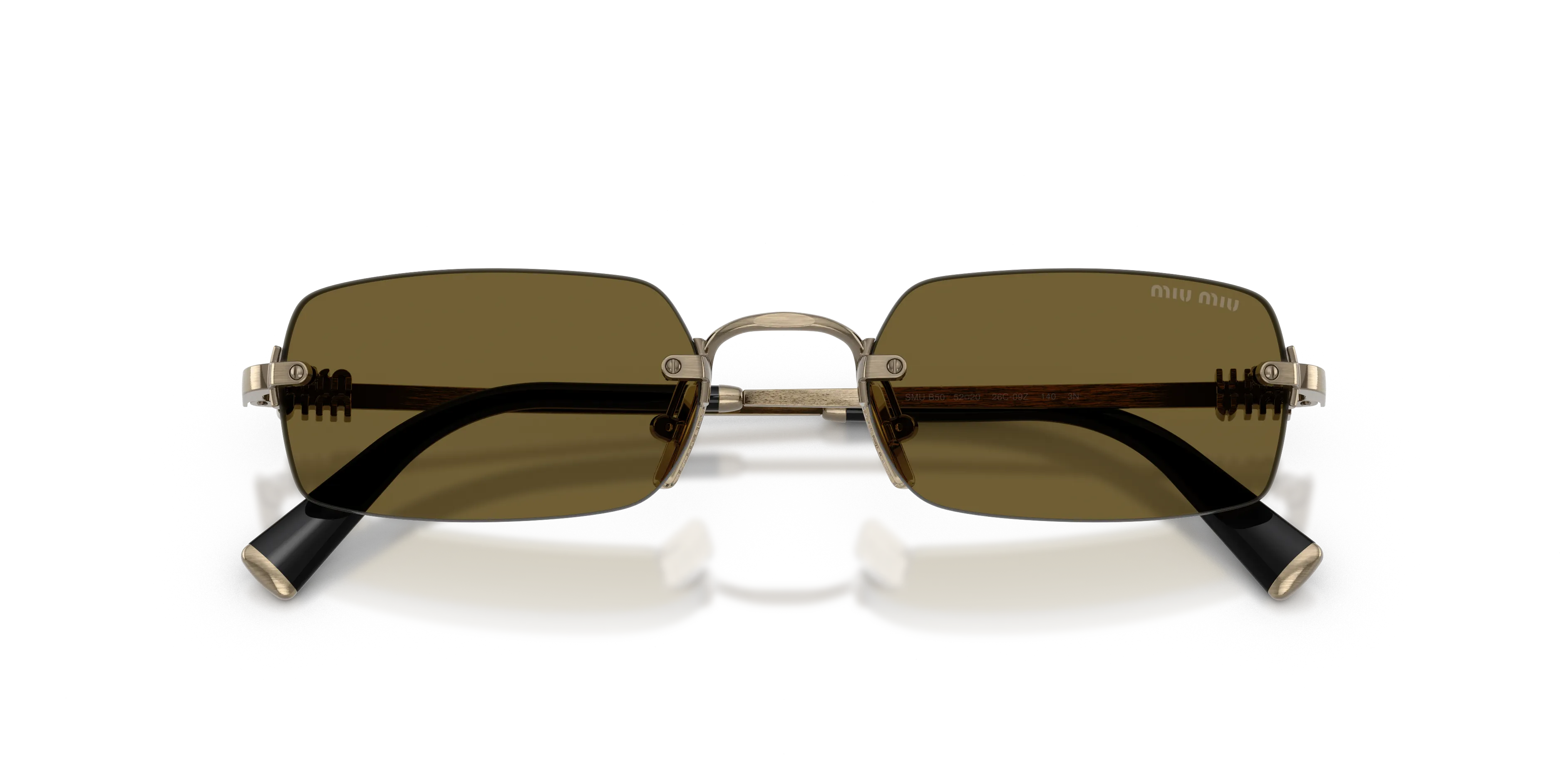 Miu Miu MU B50S 26C09Z Occhiali da sole Metallo Oro Marrone Squadrata Normale - immagine 2