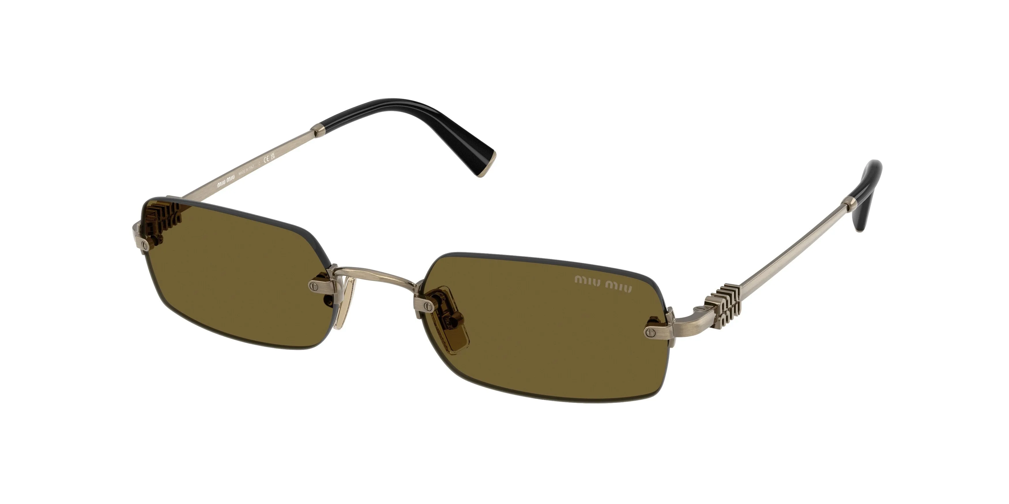 Miu Miu MU B50S 26C09Z Occhiali da sole Metallo Oro Marrone Squadrata Normale - immagine 1