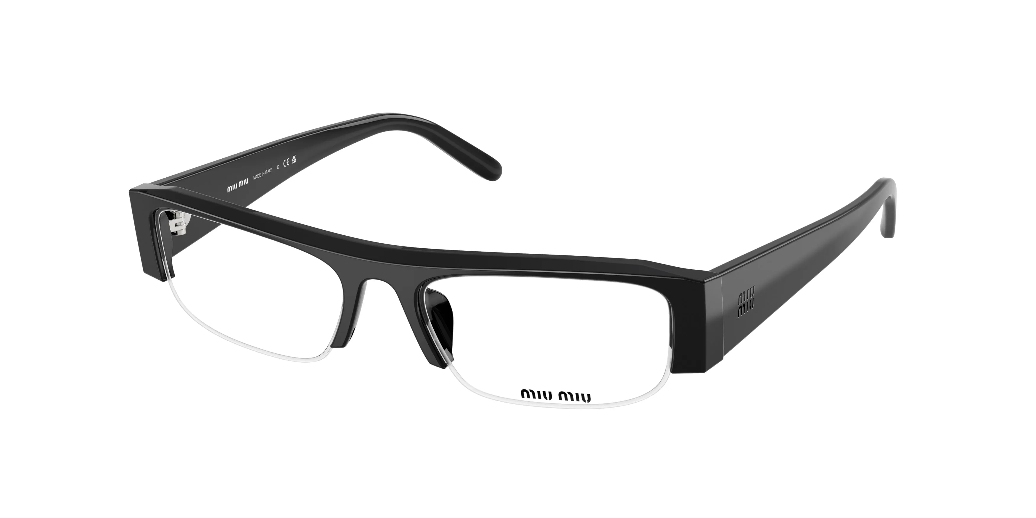 Miu Miu MU B07S 16K08N Occhiali da sole Acetato Nero Trasparente Squadrata Anti-luce blu - immagine 1