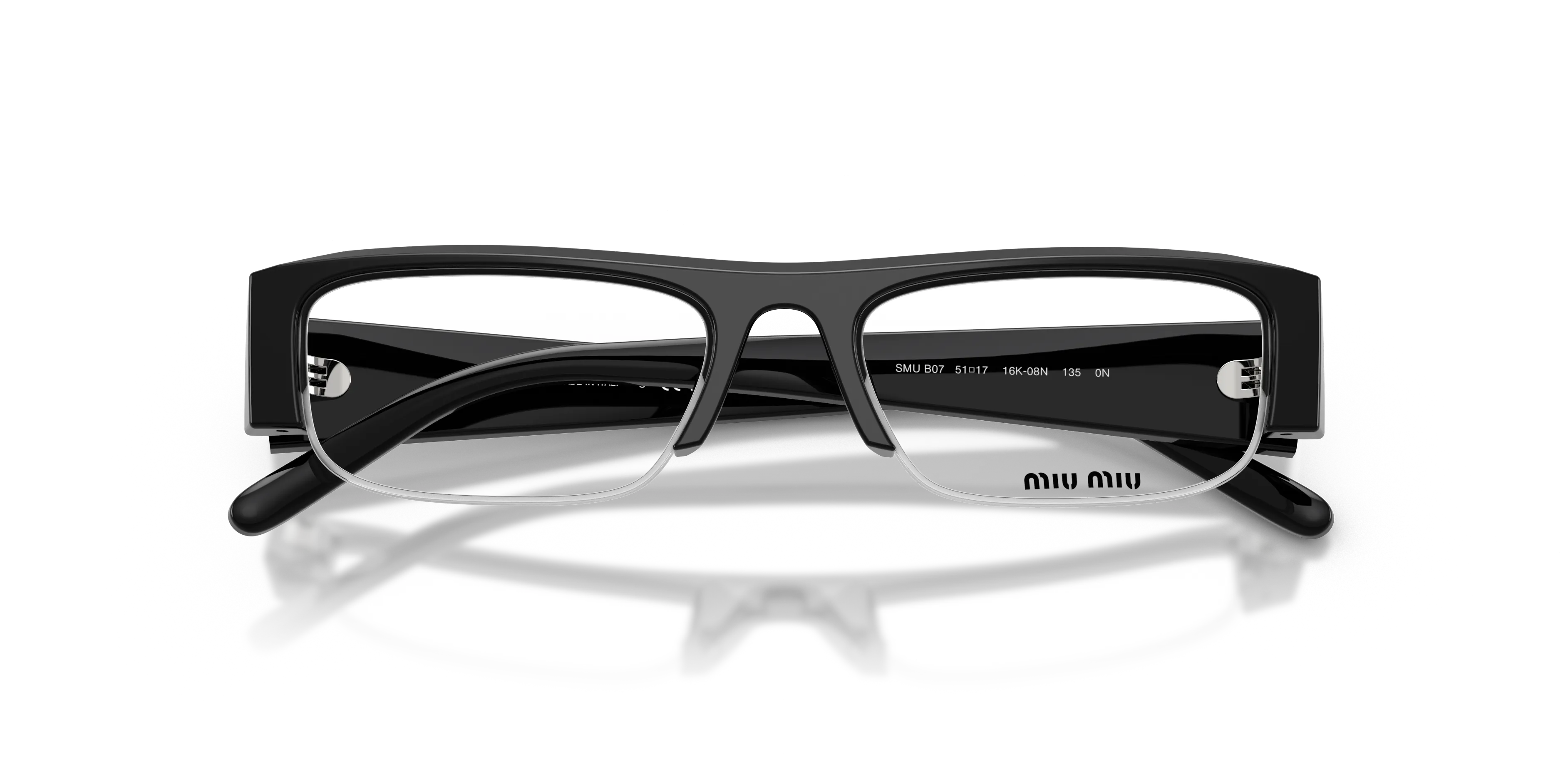 Miu Miu MU B07S 16K08N Occhiali da sole Acetato Nero Trasparente Squadrata Anti-luce blu - immagine 2