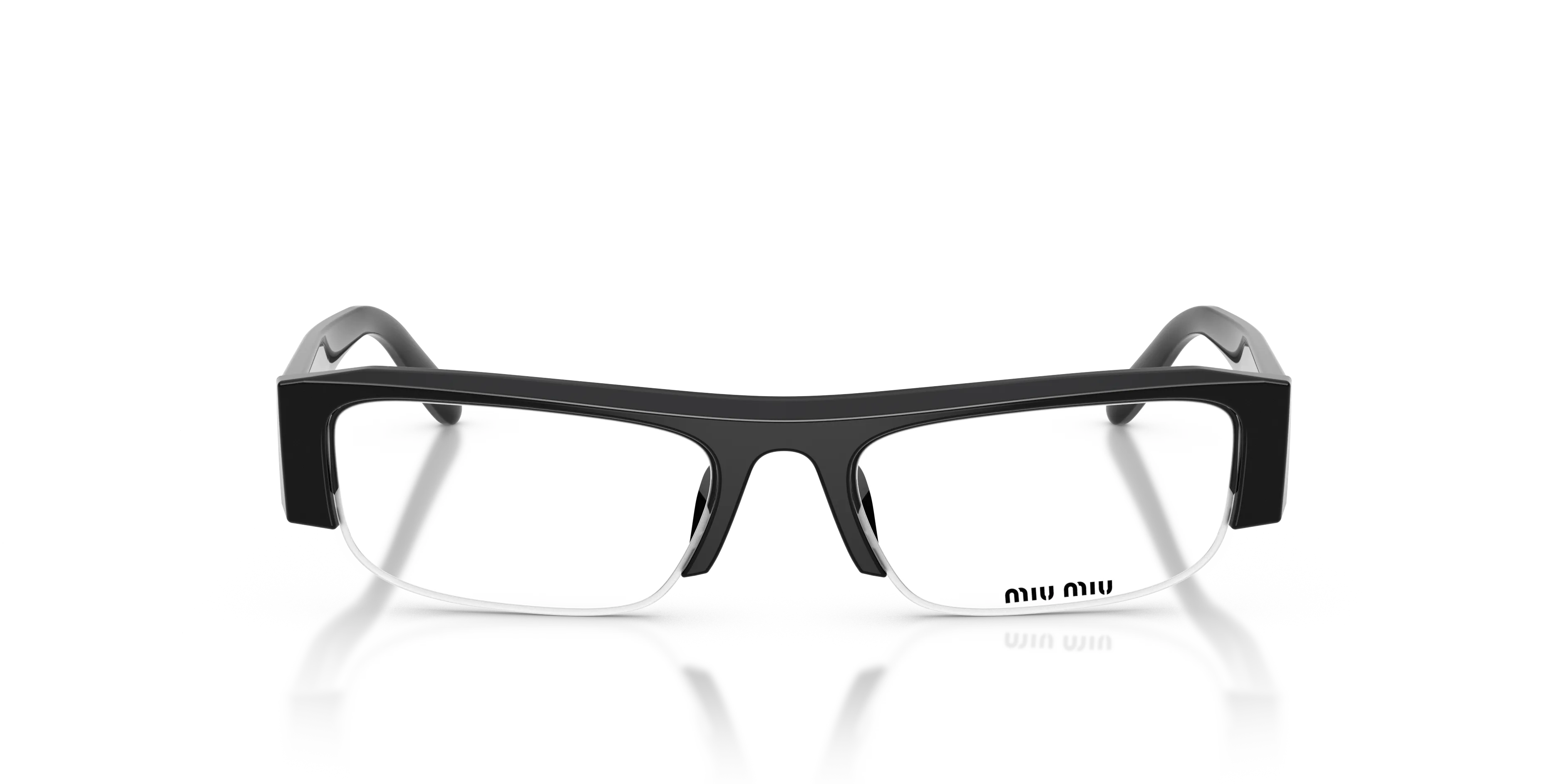 Miu Miu MU B07S 16K08N Occhiali da sole Acetato Nero Trasparente Squadrata Anti-luce blu - immagine 3