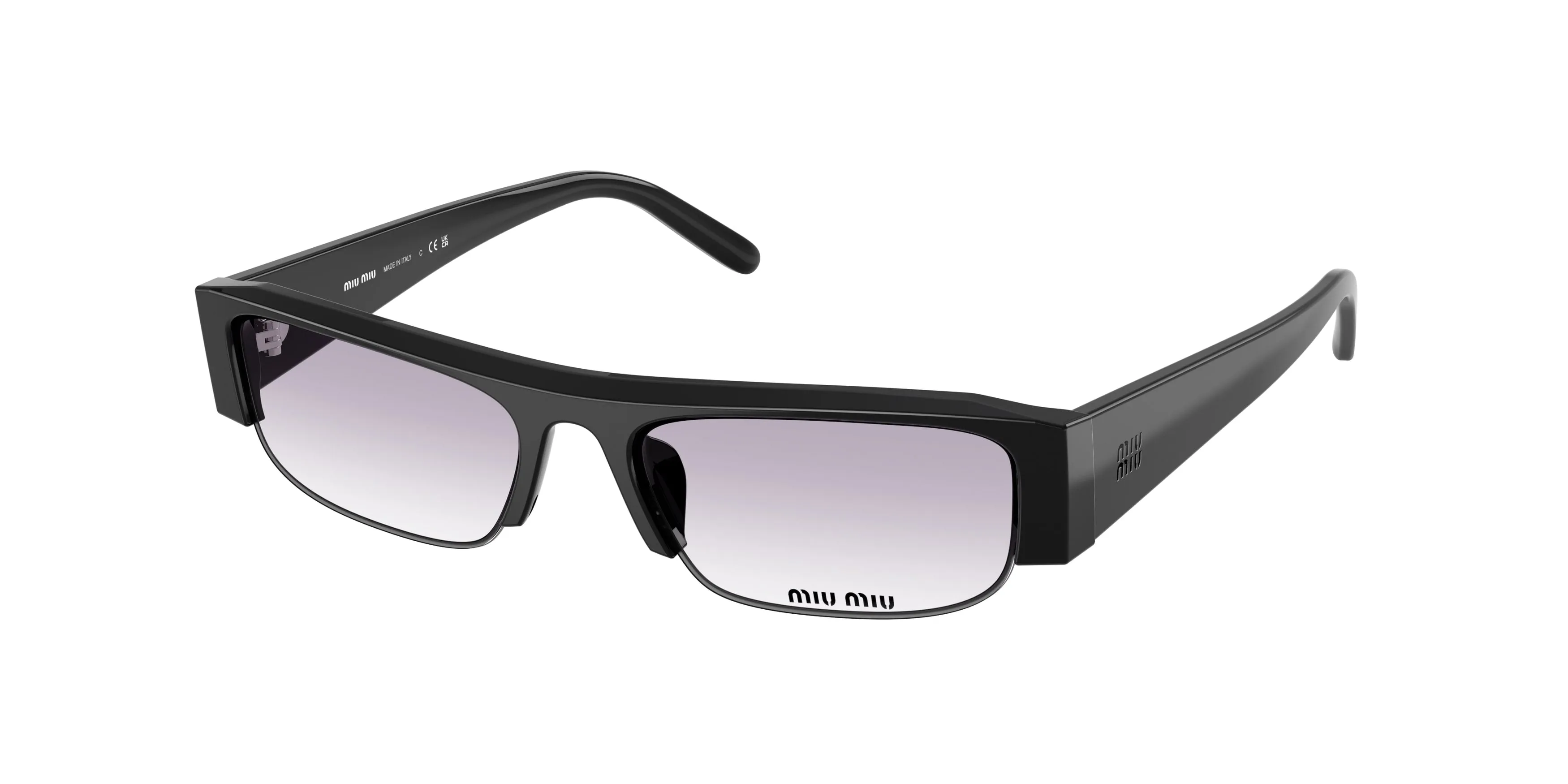 Miu Miu MU B07S 16K04O Occhiali da sole Acetato Nero Grigio Squadrata Normale Sfumato - immagine 1